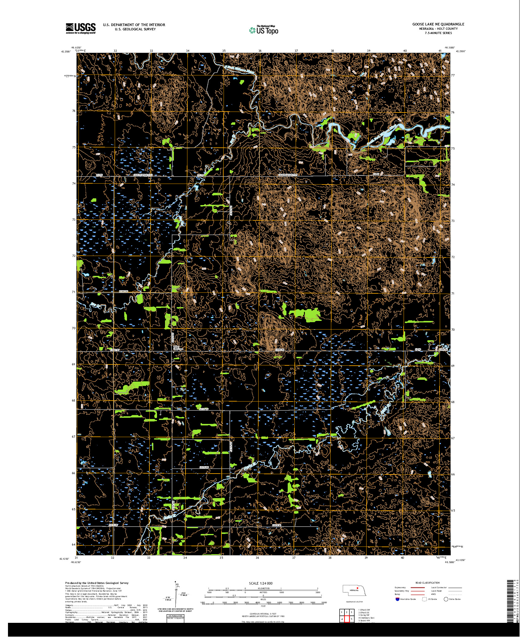 USGS US TOPO 7.5-MINUTE MAP FOR GOOSE LAKE NE, NE 2021