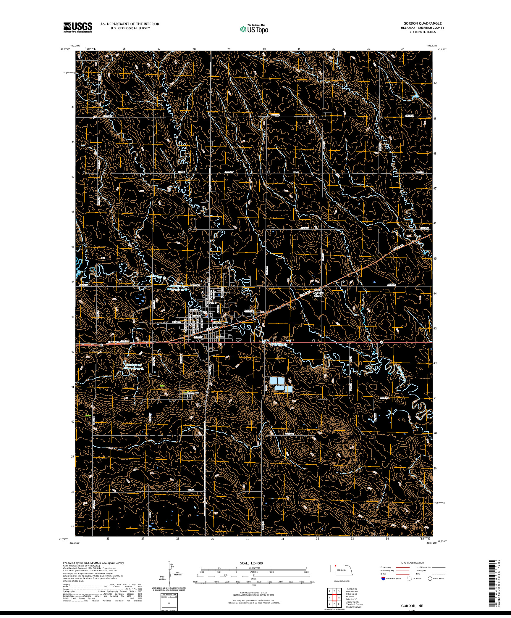 USGS US TOPO 7.5-MINUTE MAP FOR GORDON, NE 2021