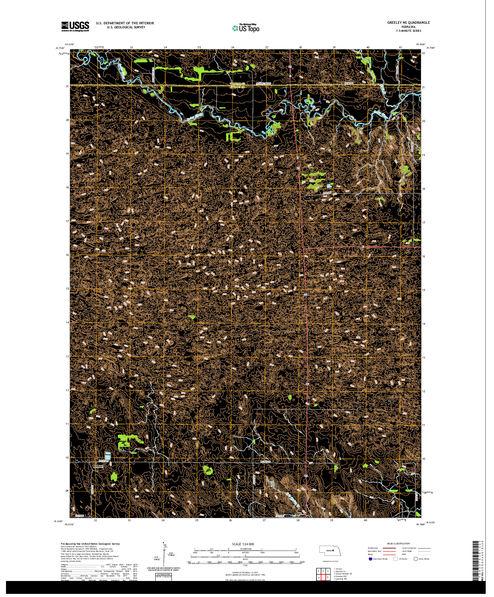 USGS US TOPO 7.5-MINUTE MAP FOR GREELEY NE, NE 2021