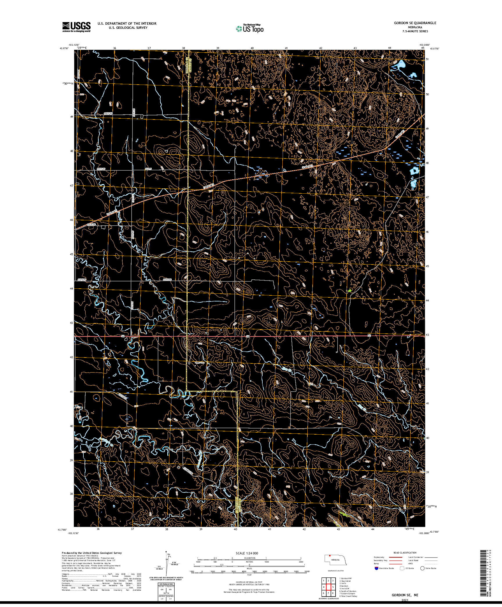 USGS US TOPO 7.5-MINUTE MAP FOR GORDON SE, NE 2021