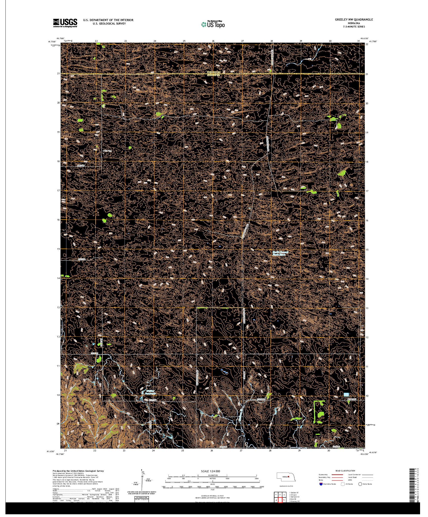 USGS US TOPO 7.5-MINUTE MAP FOR GREELEY NW, NE 2021