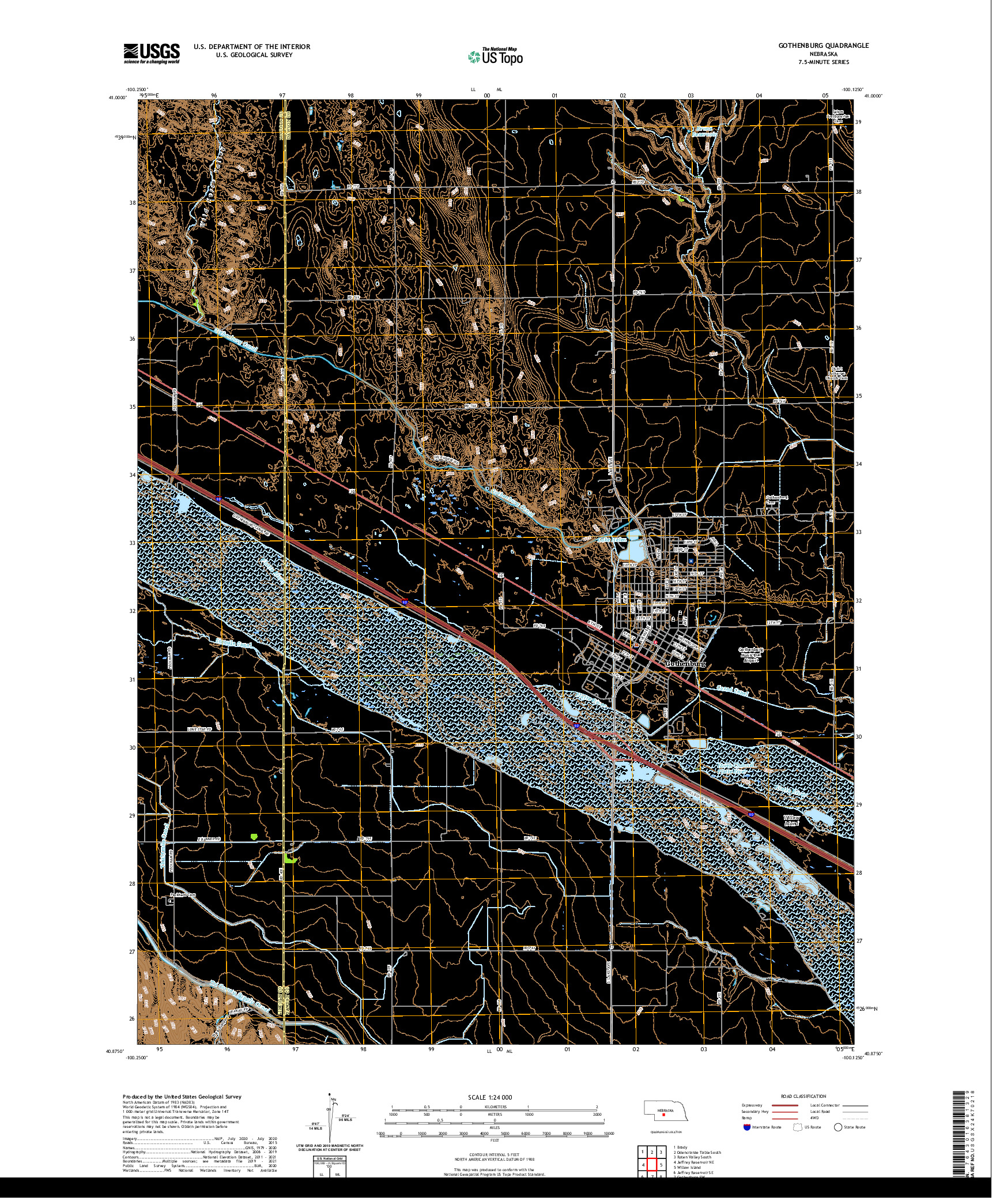 USGS US TOPO 7.5-MINUTE MAP FOR GOTHENBURG, NE 2021
