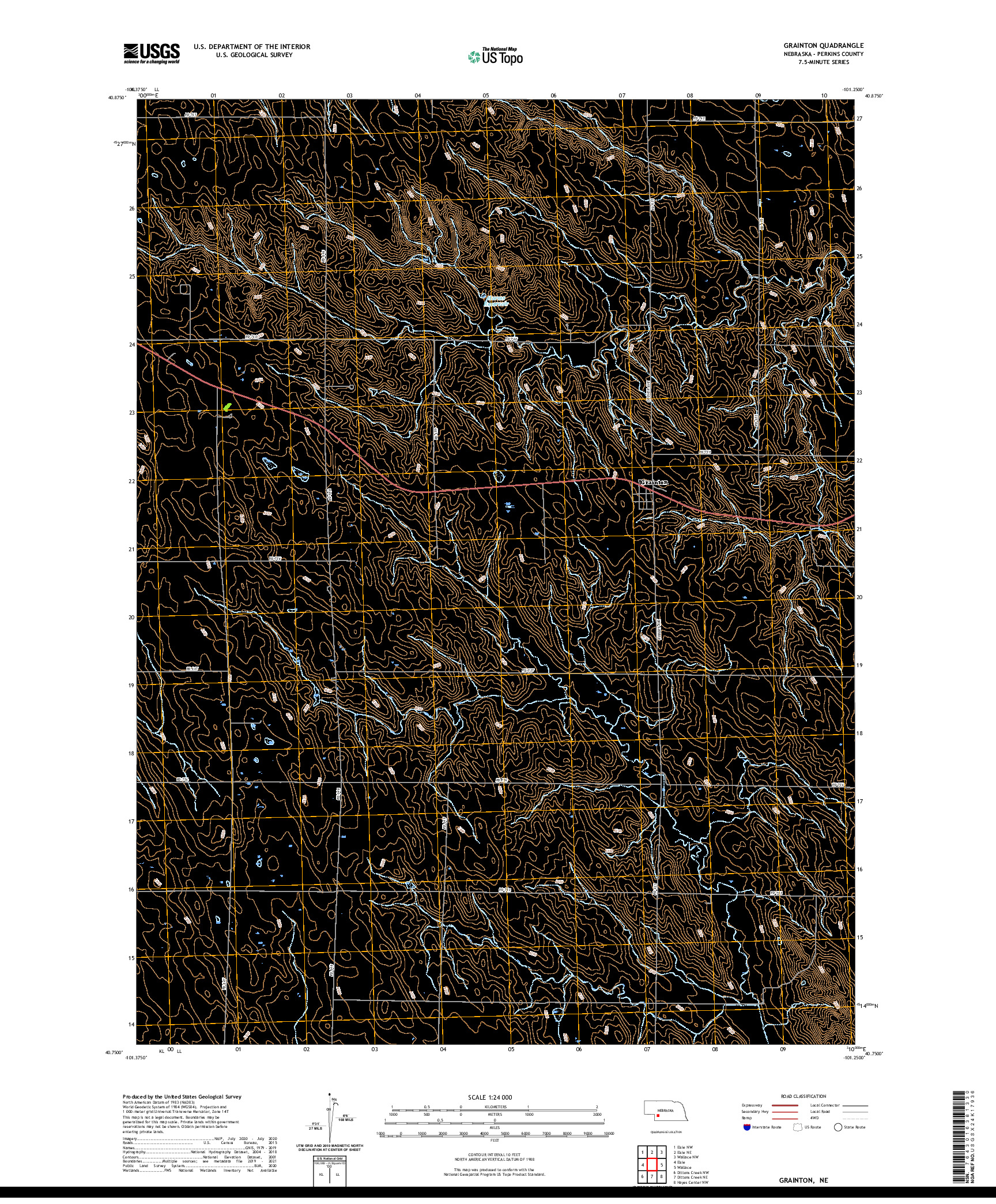 USGS US TOPO 7.5-MINUTE MAP FOR GRAINTON, NE 2021