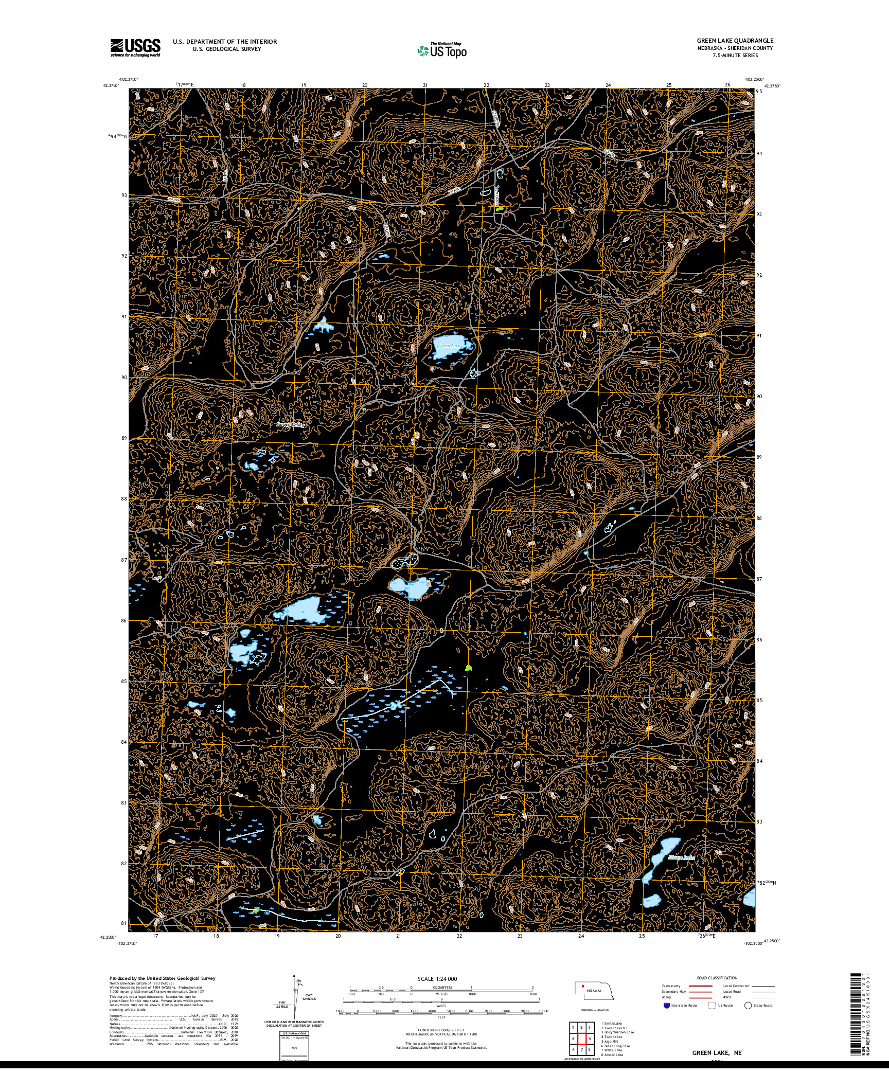 USGS US TOPO 7.5-MINUTE MAP FOR GREEN LAKE, NE 2021