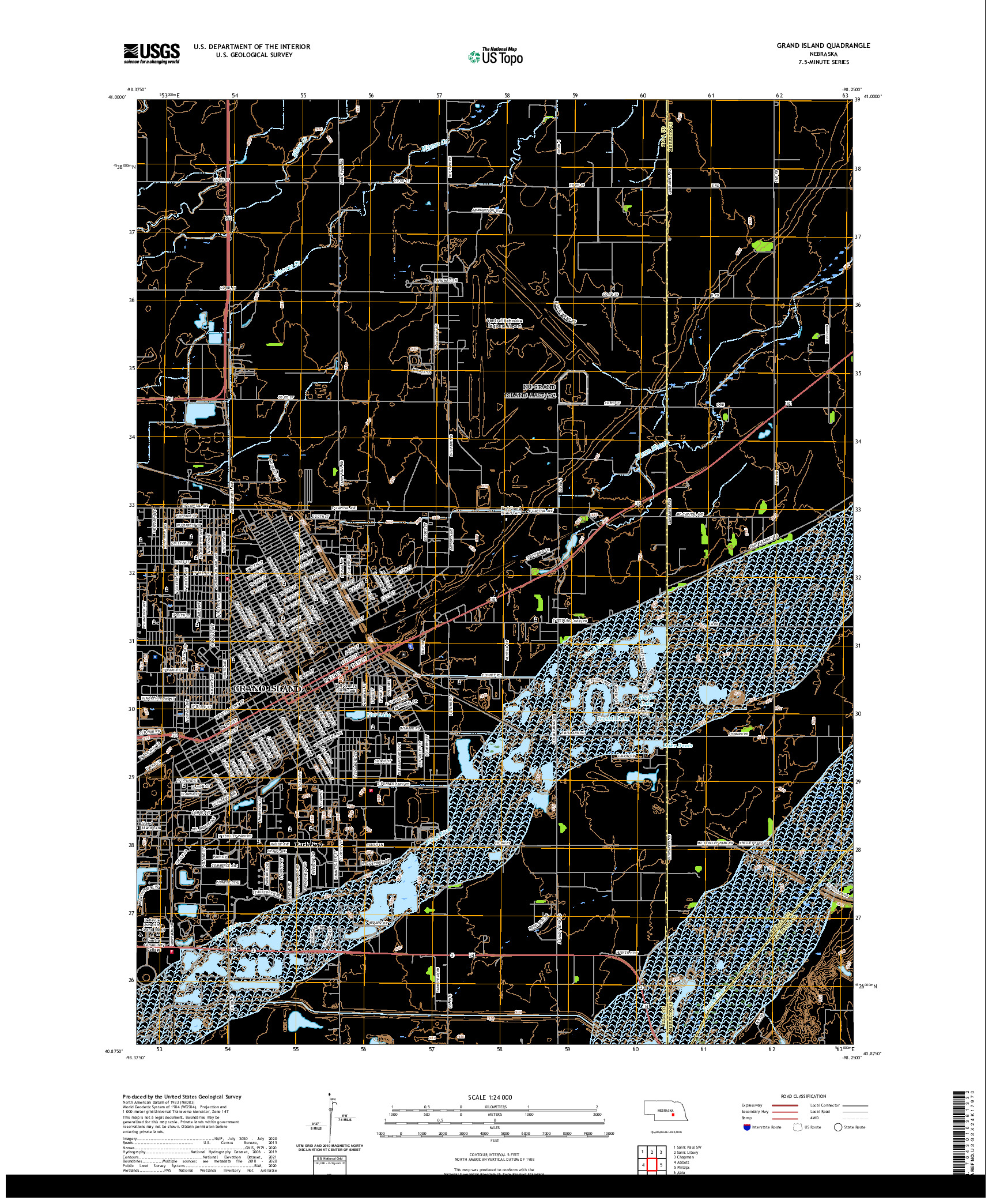 USGS US TOPO 7.5-MINUTE MAP FOR GRAND ISLAND, NE 2021