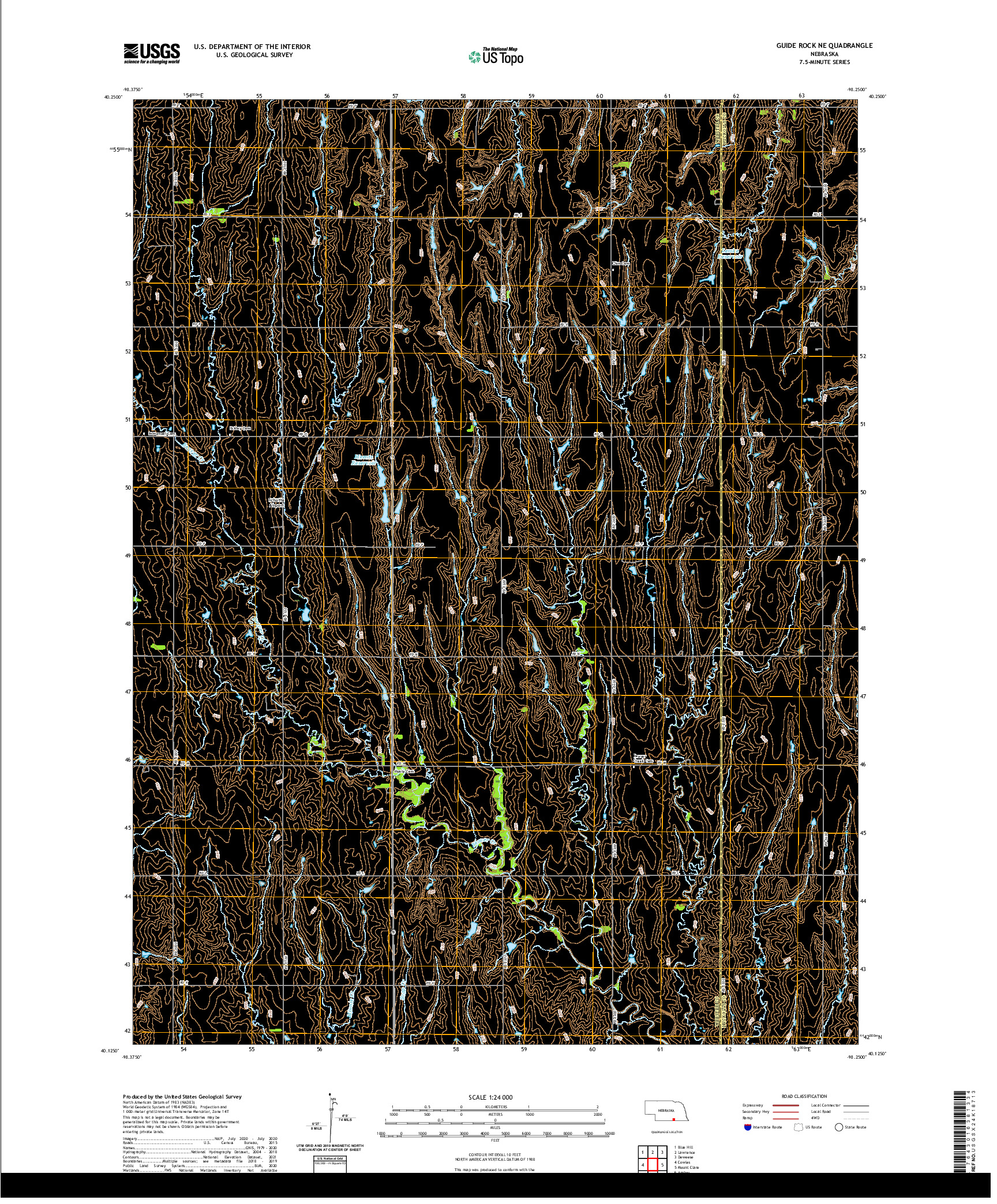 USGS US TOPO 7.5-MINUTE MAP FOR GUIDE ROCK NE, NE 2021