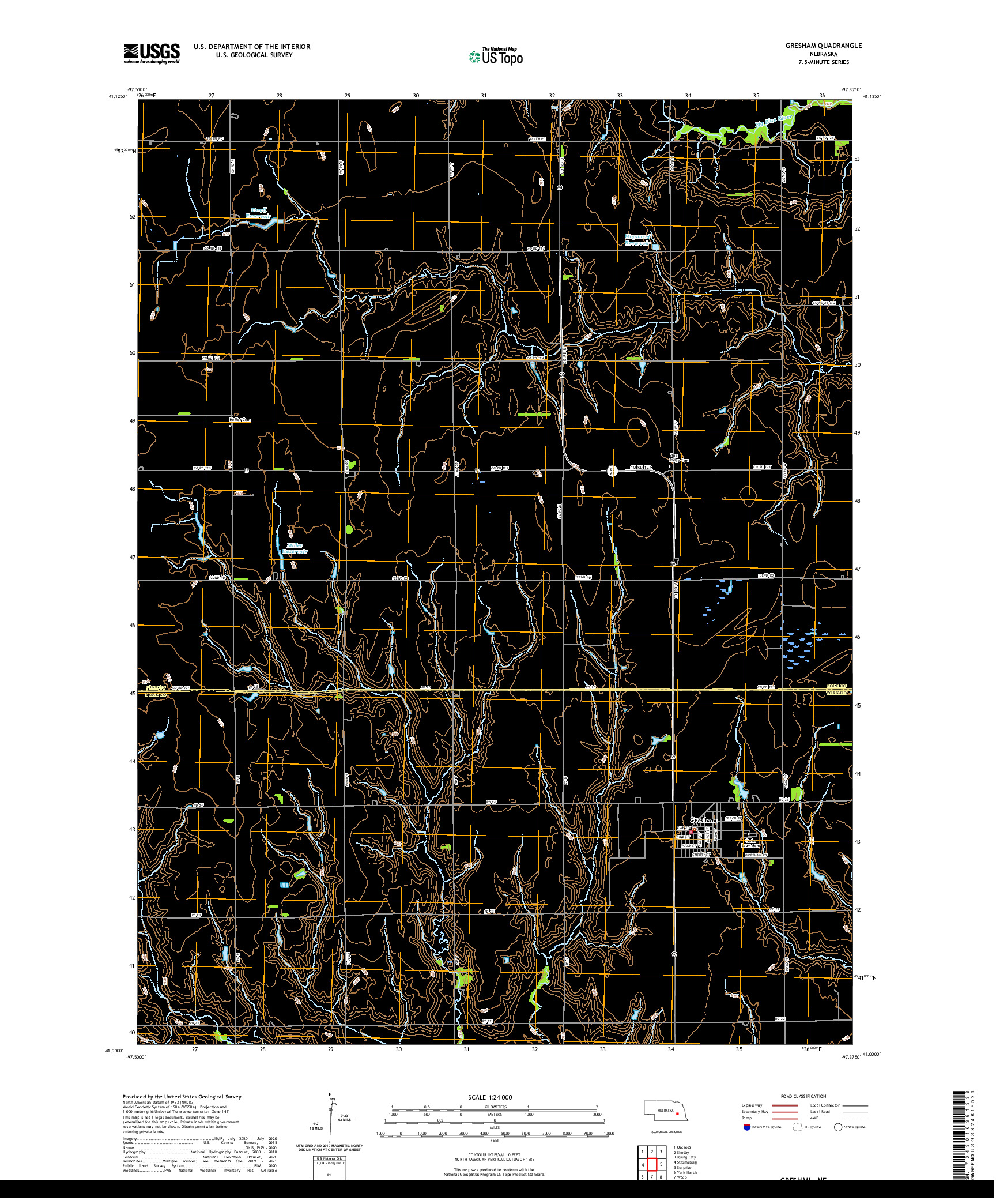USGS US TOPO 7.5-MINUTE MAP FOR GRESHAM, NE 2021