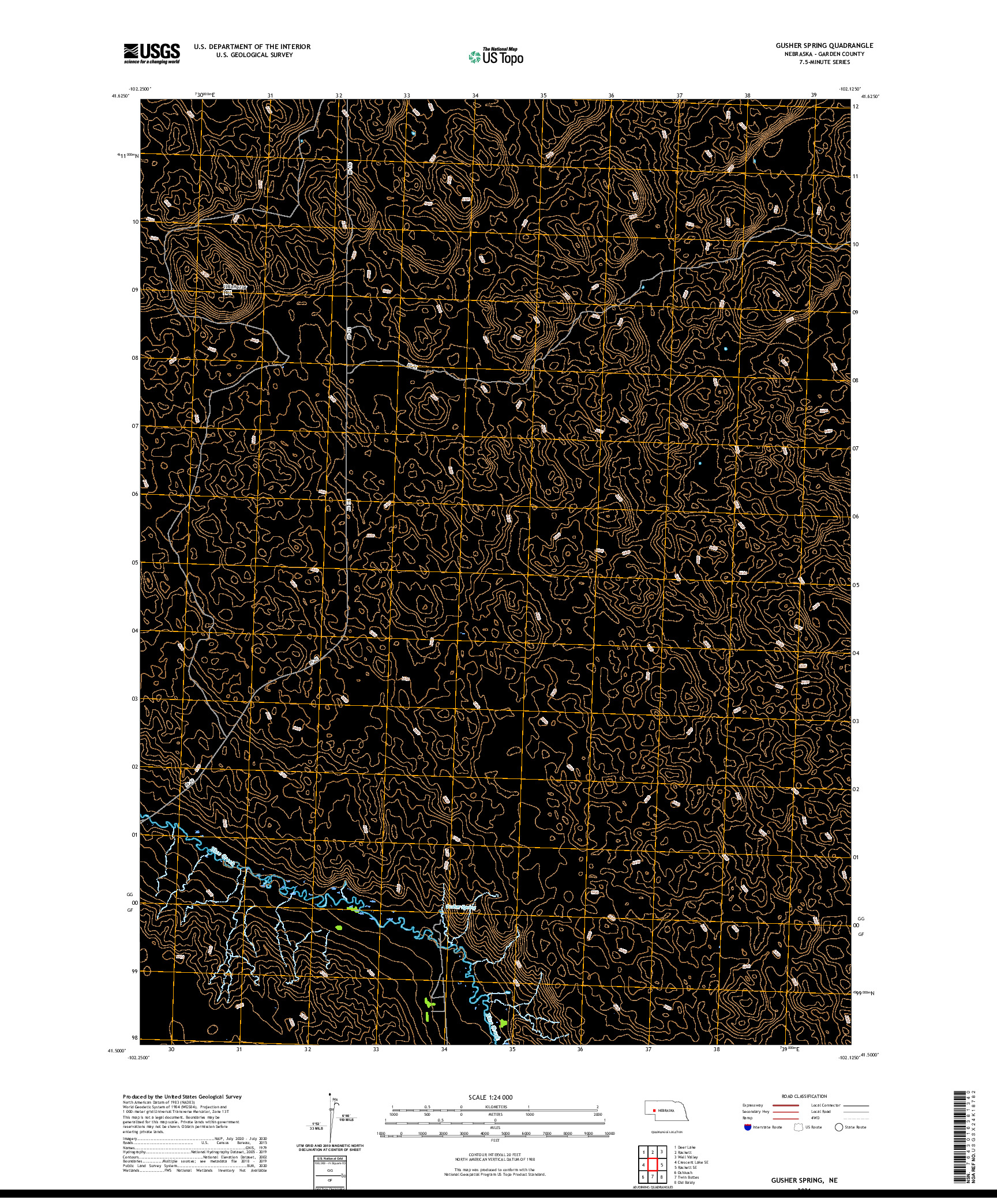 USGS US TOPO 7.5-MINUTE MAP FOR GUSHER SPRING, NE 2021