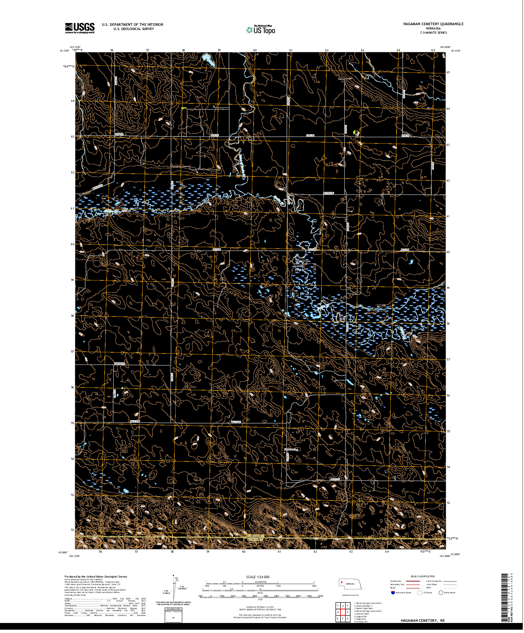 USGS US TOPO 7.5-MINUTE MAP FOR HAGAMAN CEMETERY, NE 2021