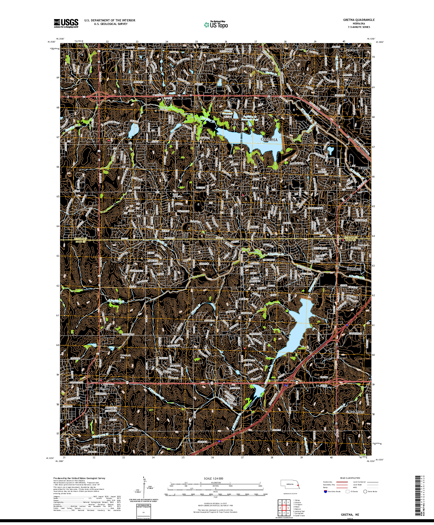 USGS US TOPO 7.5-MINUTE MAP FOR GRETNA, NE 2021