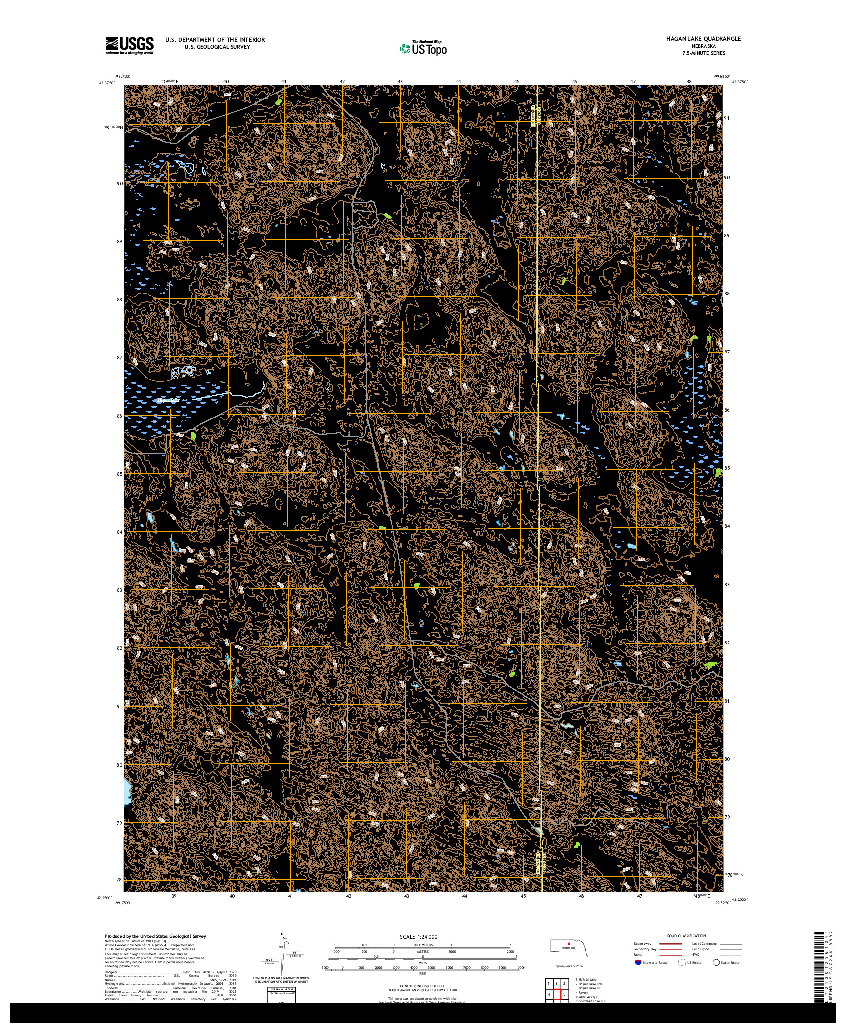 USGS US TOPO 7.5-MINUTE MAP FOR HAGAN LAKE, NE 2021