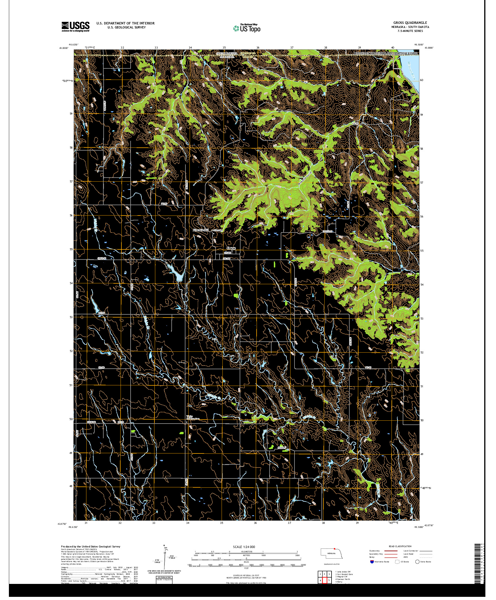 USGS US TOPO 7.5-MINUTE MAP FOR GROSS, NE,SD 2021