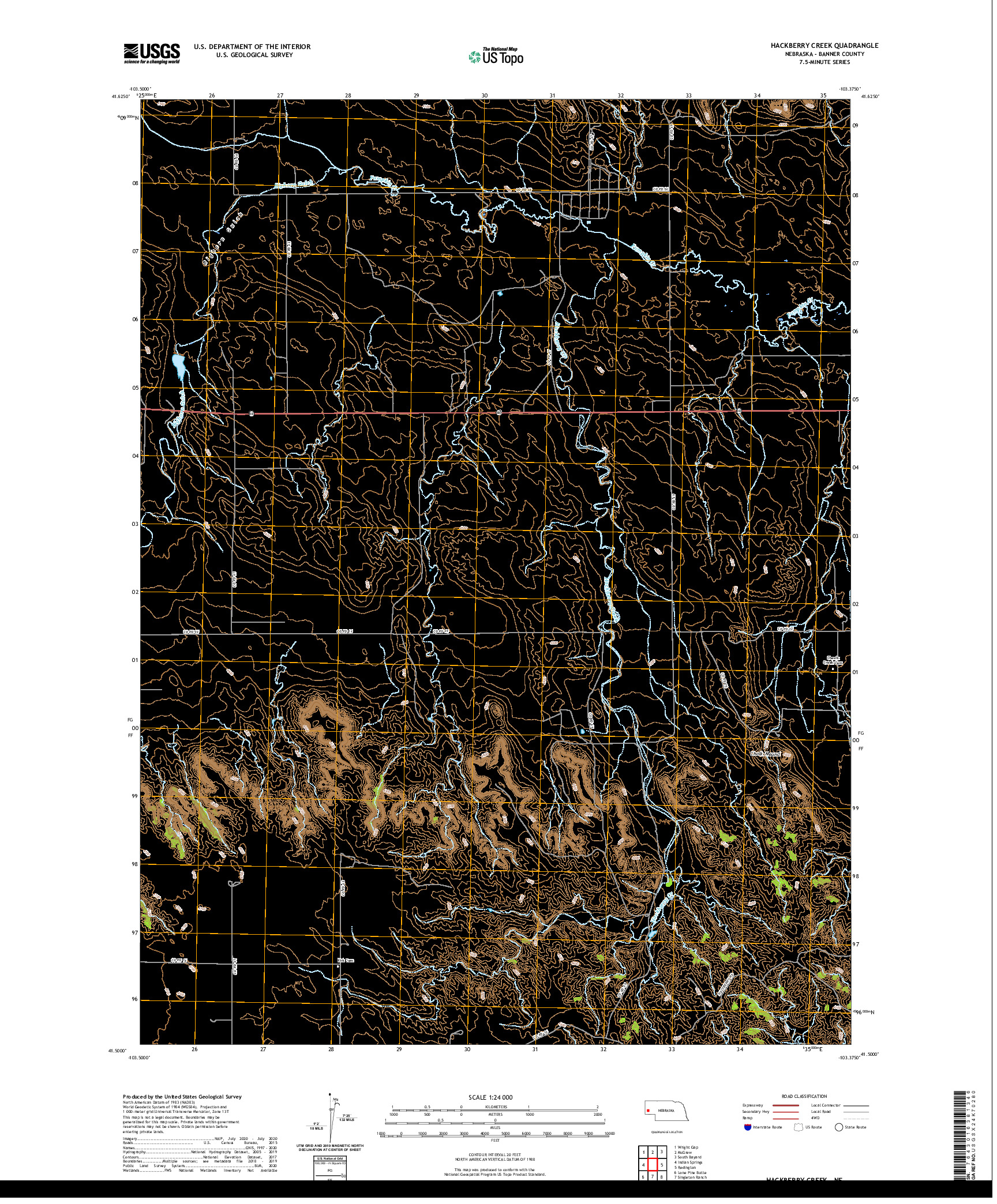 USGS US TOPO 7.5-MINUTE MAP FOR HACKBERRY CREEK, NE 2021