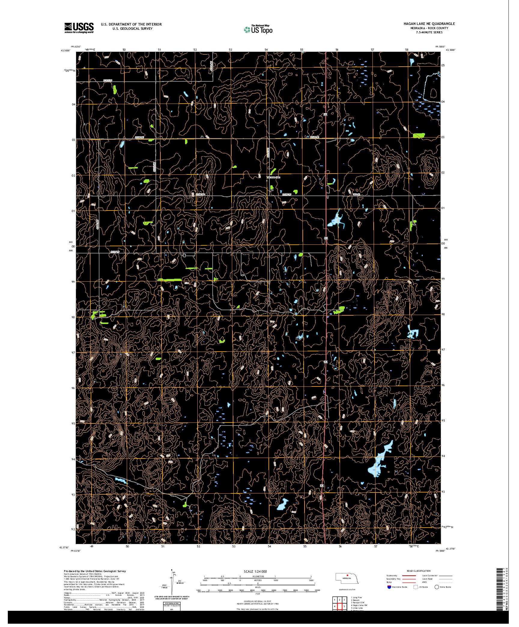 USGS US TOPO 7.5-MINUTE MAP FOR HAGAN LAKE NE, NE 2021