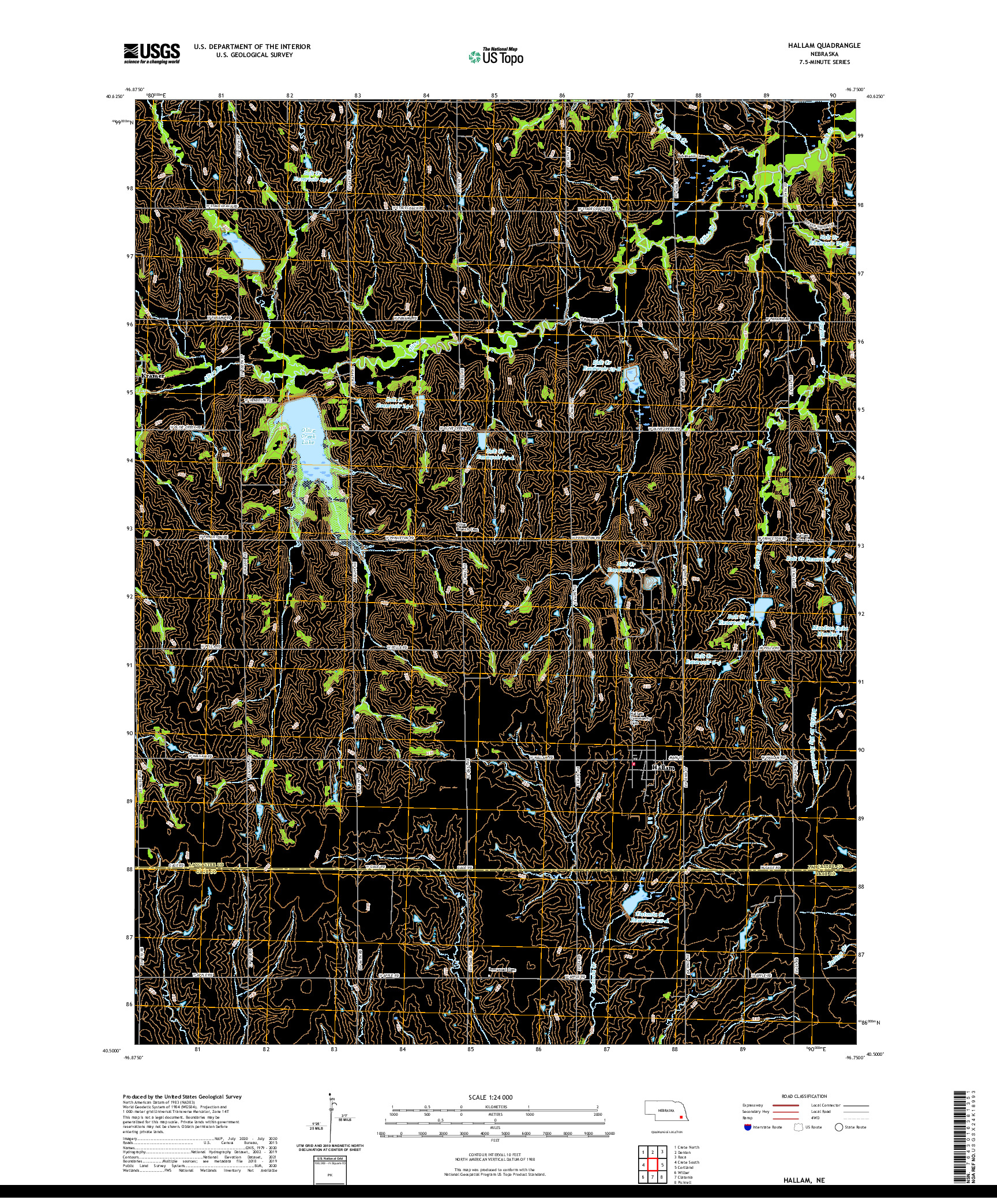 USGS US TOPO 7.5-MINUTE MAP FOR HALLAM, NE 2021