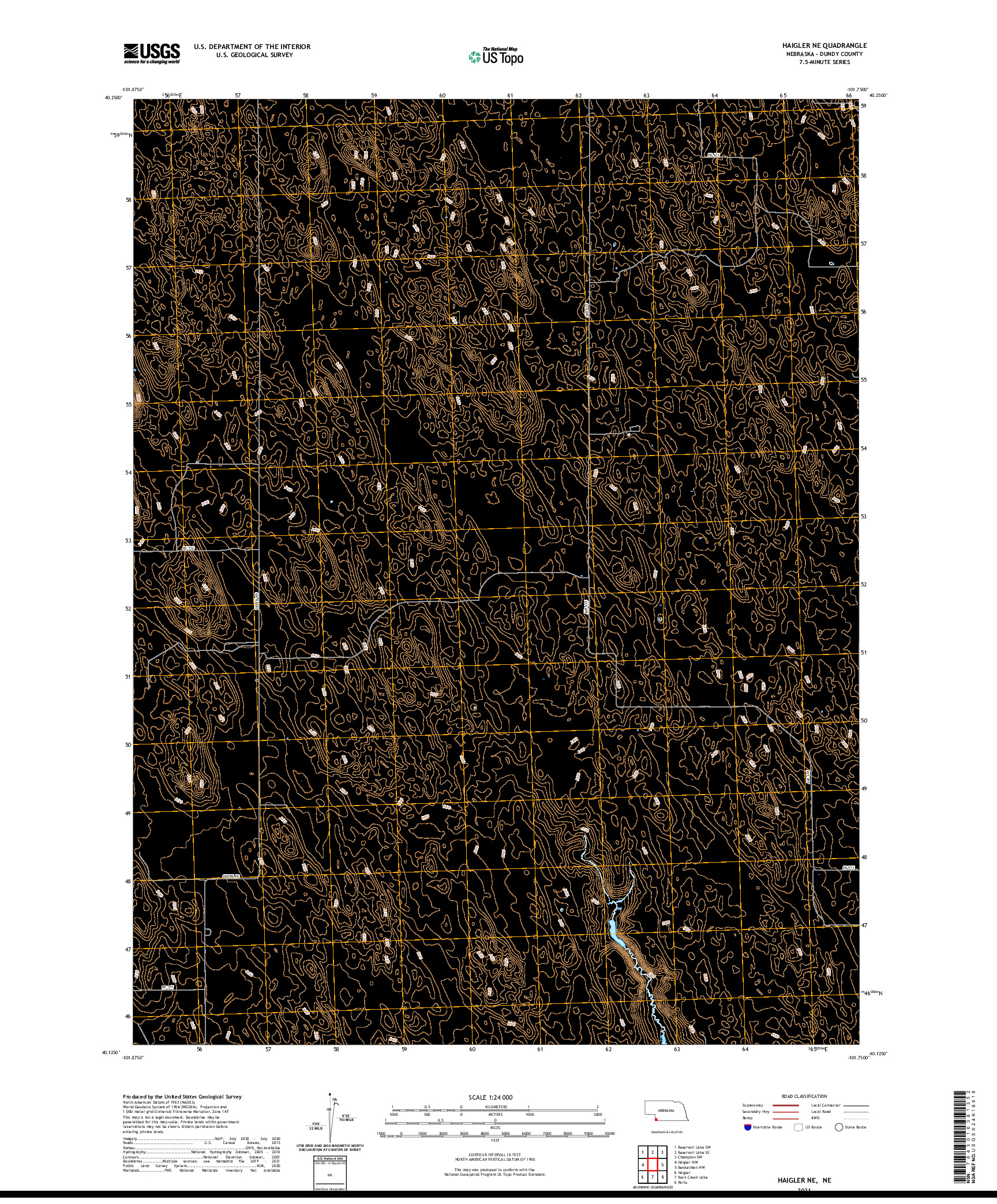 USGS US TOPO 7.5-MINUTE MAP FOR HAIGLER NE, NE 2021