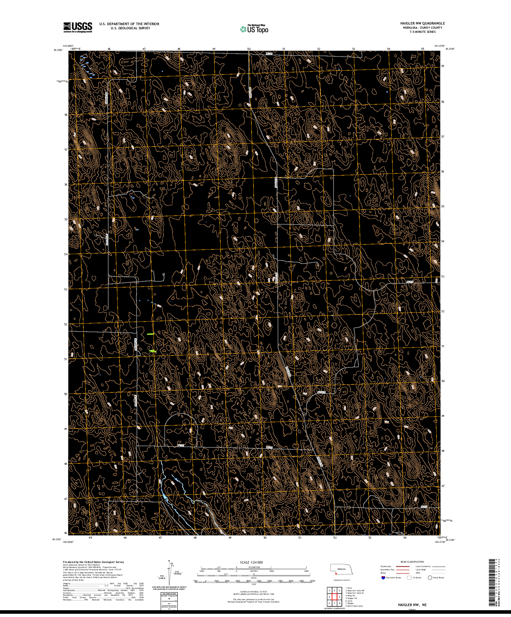 USGS US TOPO 7.5-MINUTE MAP FOR HAIGLER NW, NE 2021