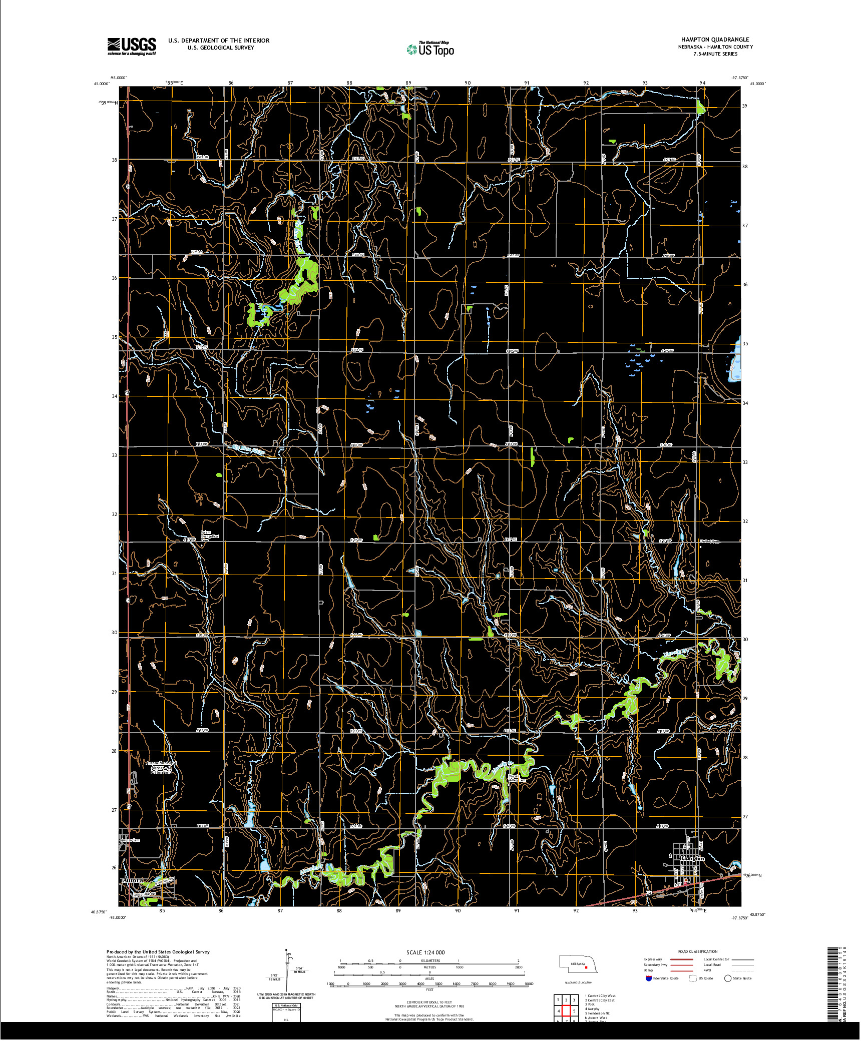 USGS US TOPO 7.5-MINUTE MAP FOR HAMPTON, NE 2021
