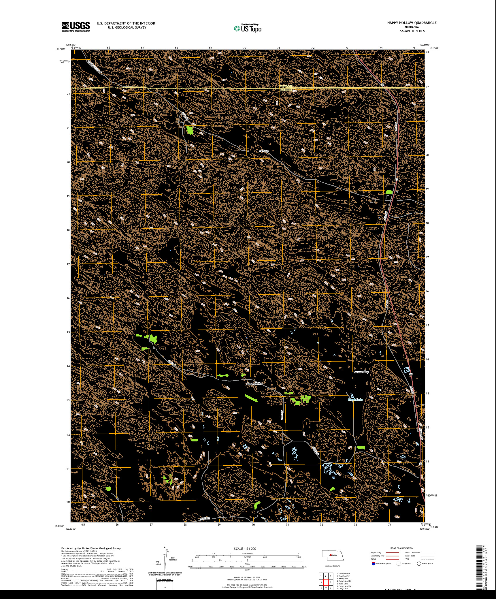 USGS US TOPO 7.5-MINUTE MAP FOR HAPPY HOLLOW, NE 2021