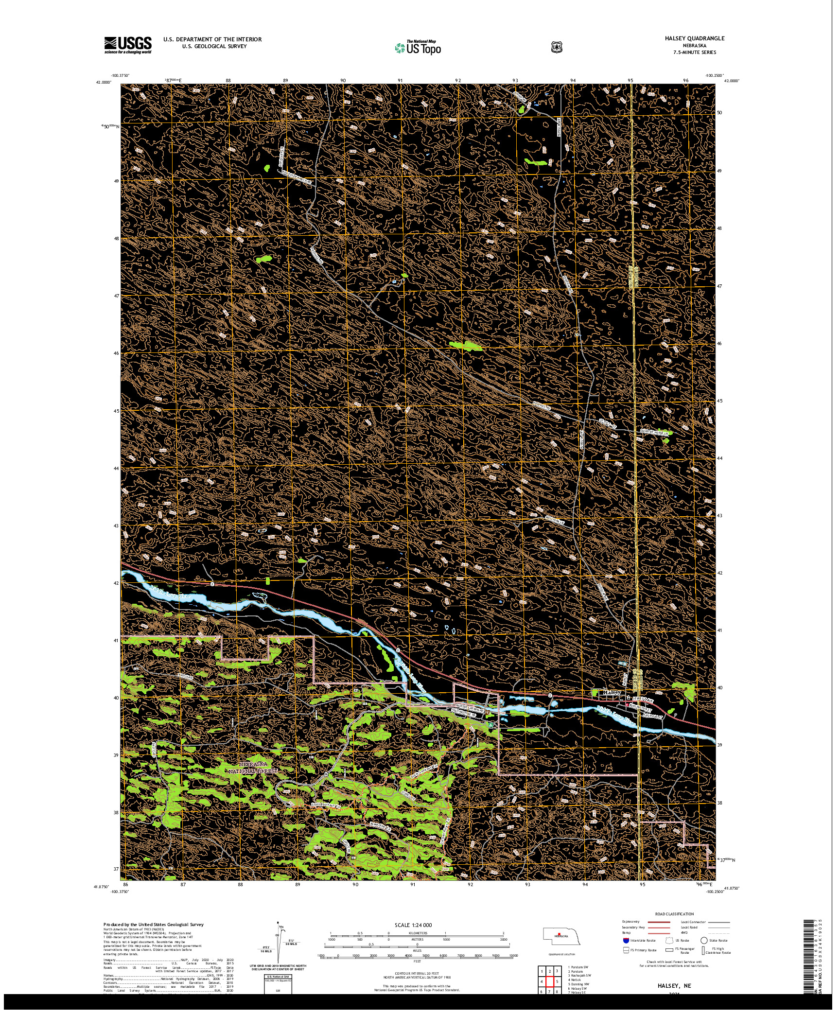 USGS US TOPO 7.5-MINUTE MAP FOR HALSEY, NE 2021