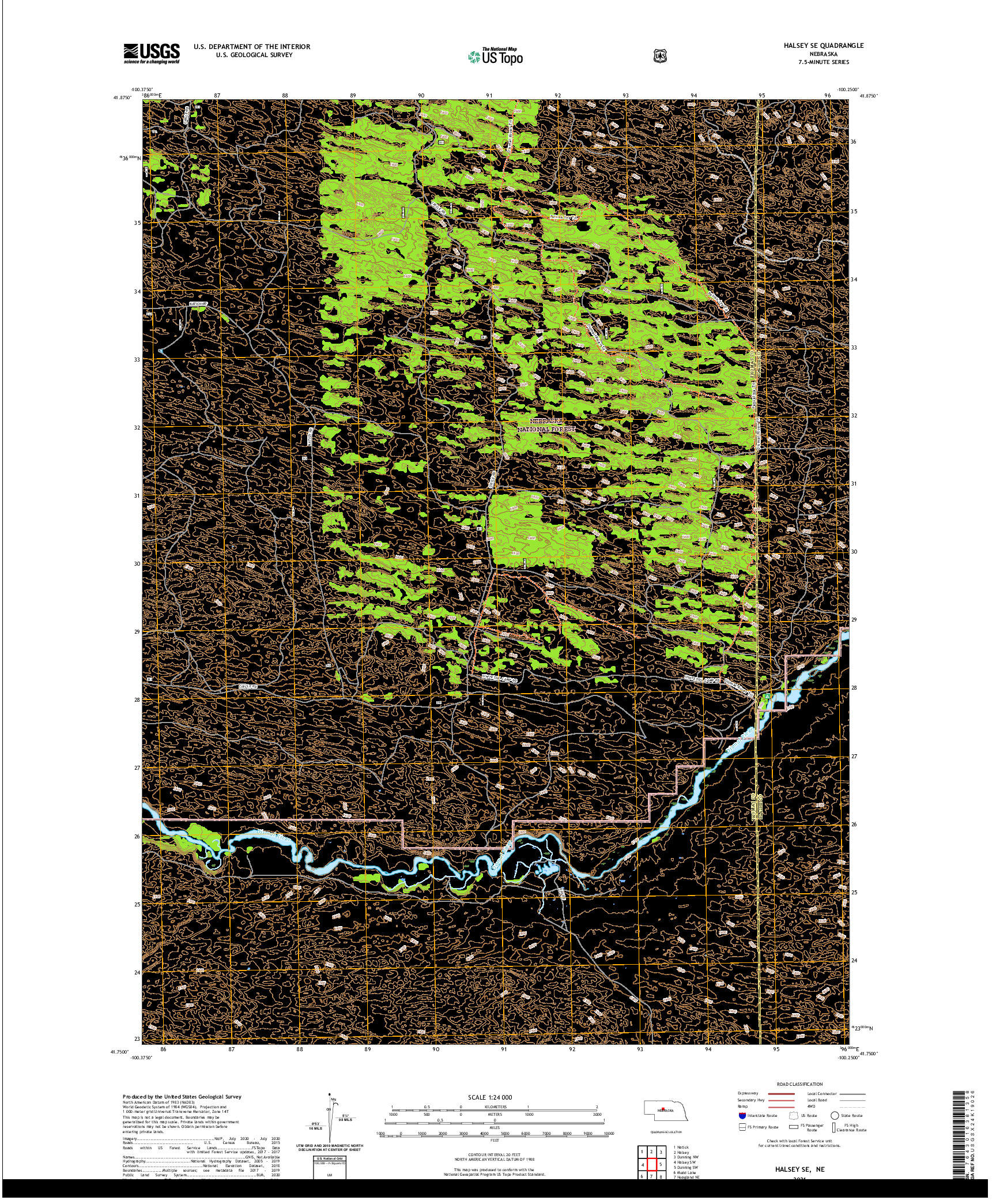 USGS US TOPO 7.5-MINUTE MAP FOR HALSEY SE, NE 2021