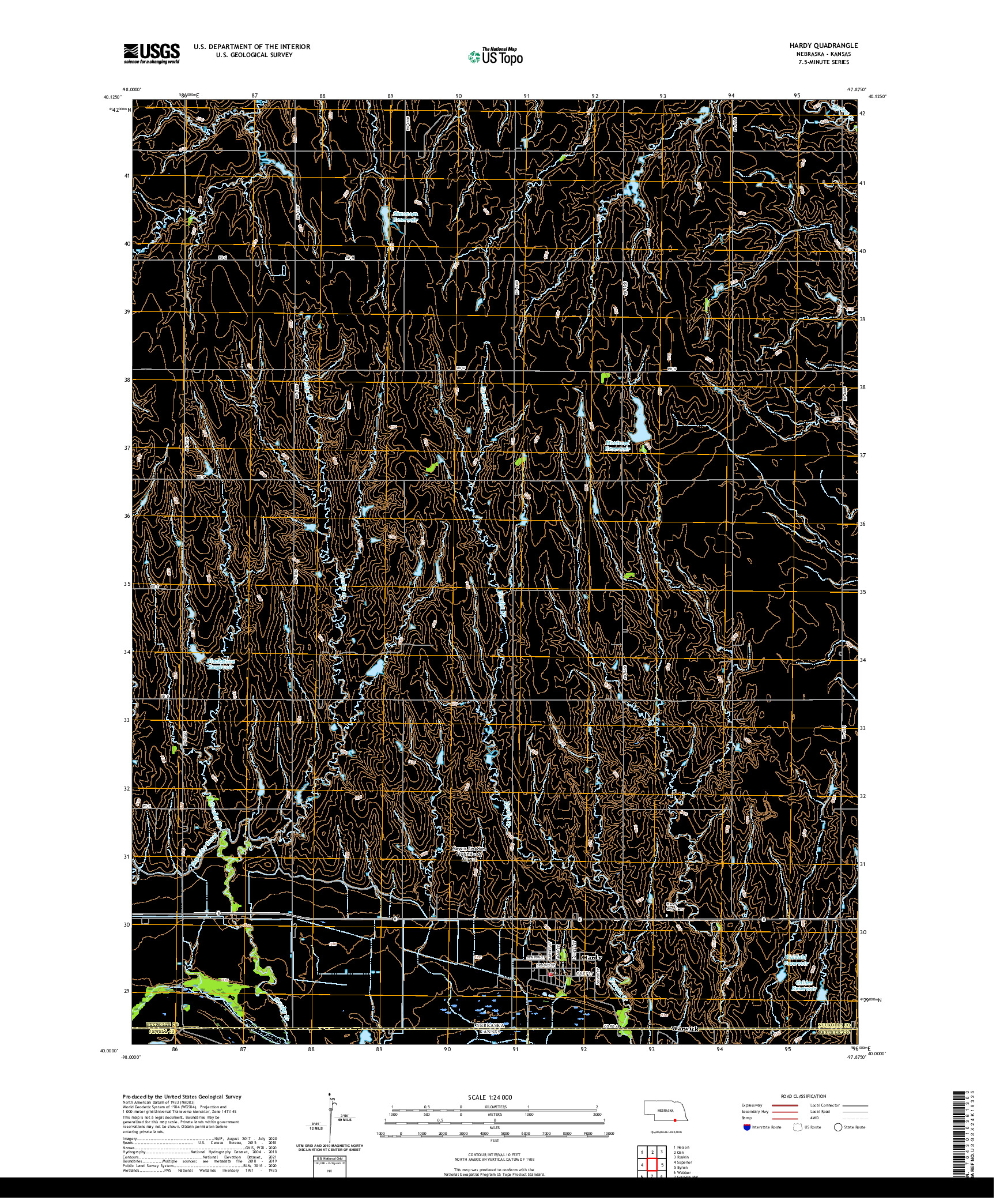 USGS US TOPO 7.5-MINUTE MAP FOR HARDY, NE,KS 2021