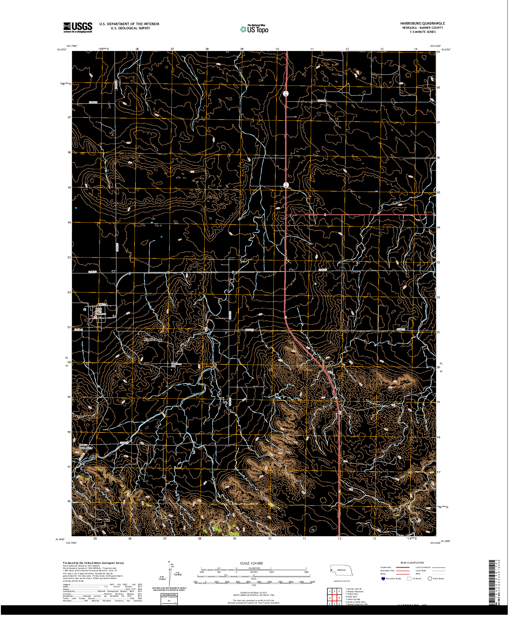USGS US TOPO 7.5-MINUTE MAP FOR HARRISBURG, NE 2021