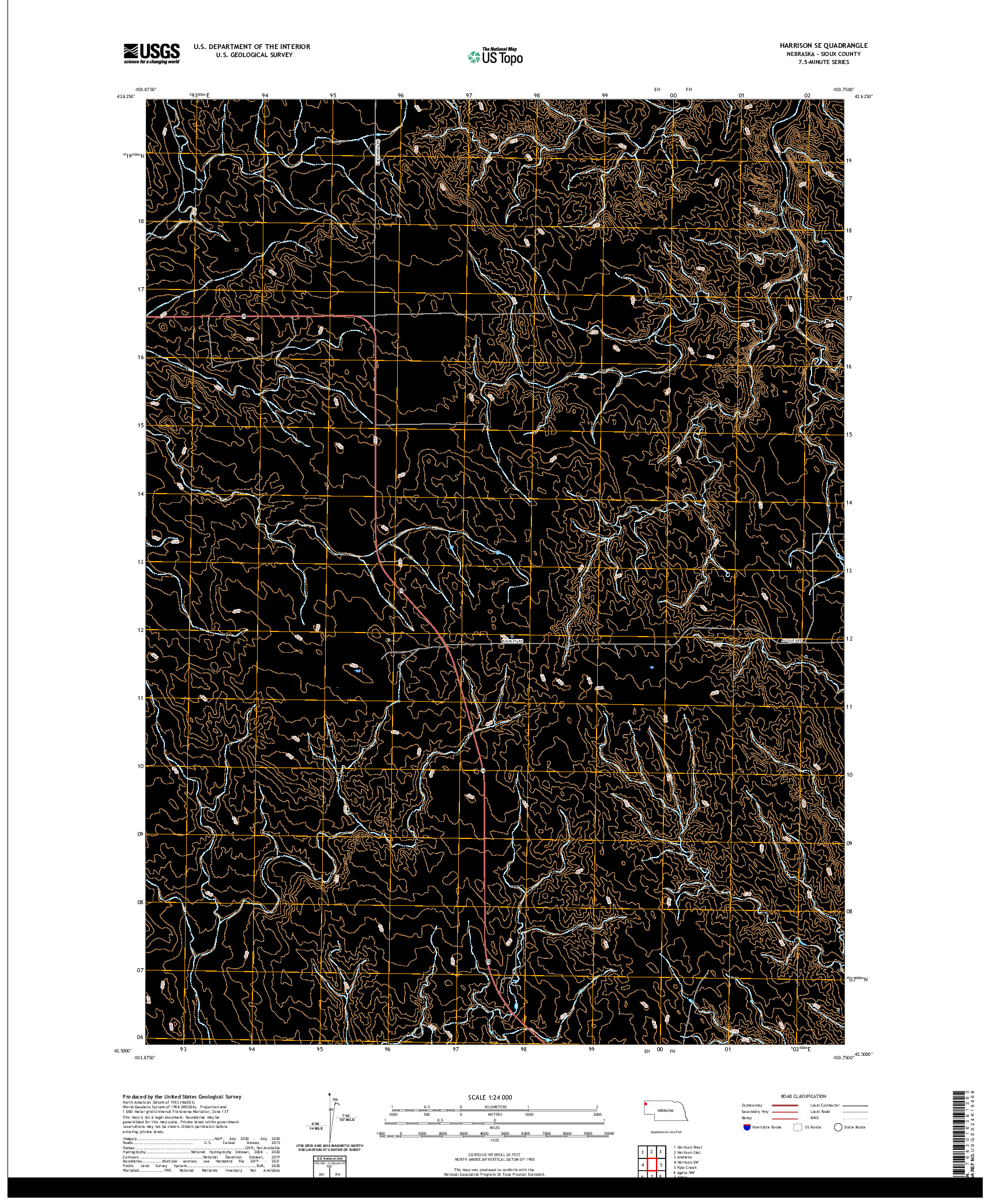 USGS US TOPO 7.5-MINUTE MAP FOR HARRISON SE, NE 2021