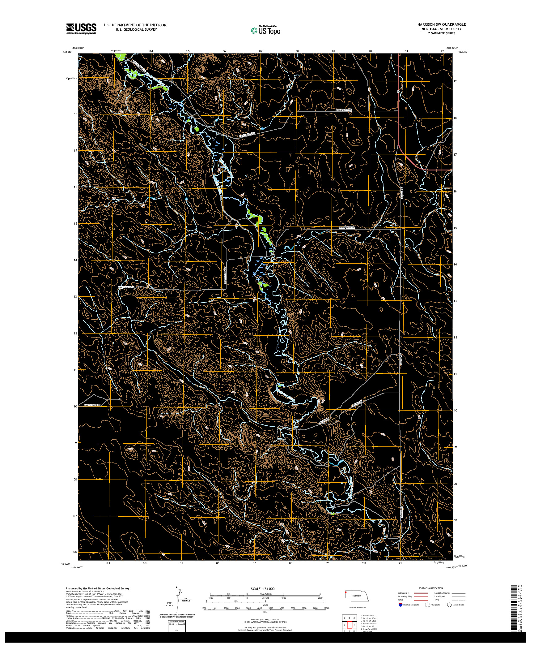 USGS US TOPO 7.5-MINUTE MAP FOR HARRISON SW, NE 2021