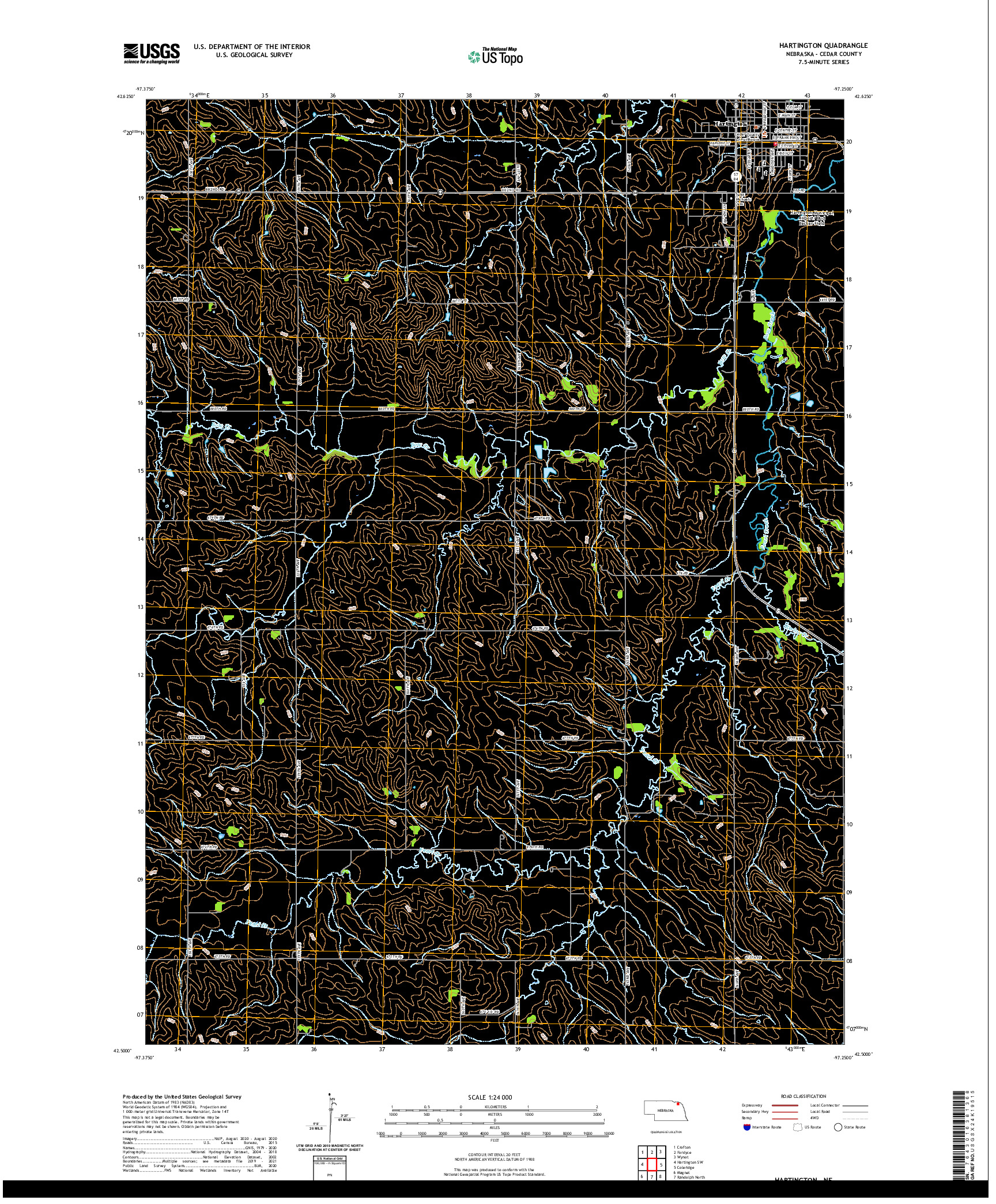 USGS US TOPO 7.5-MINUTE MAP FOR HARTINGTON, NE 2021