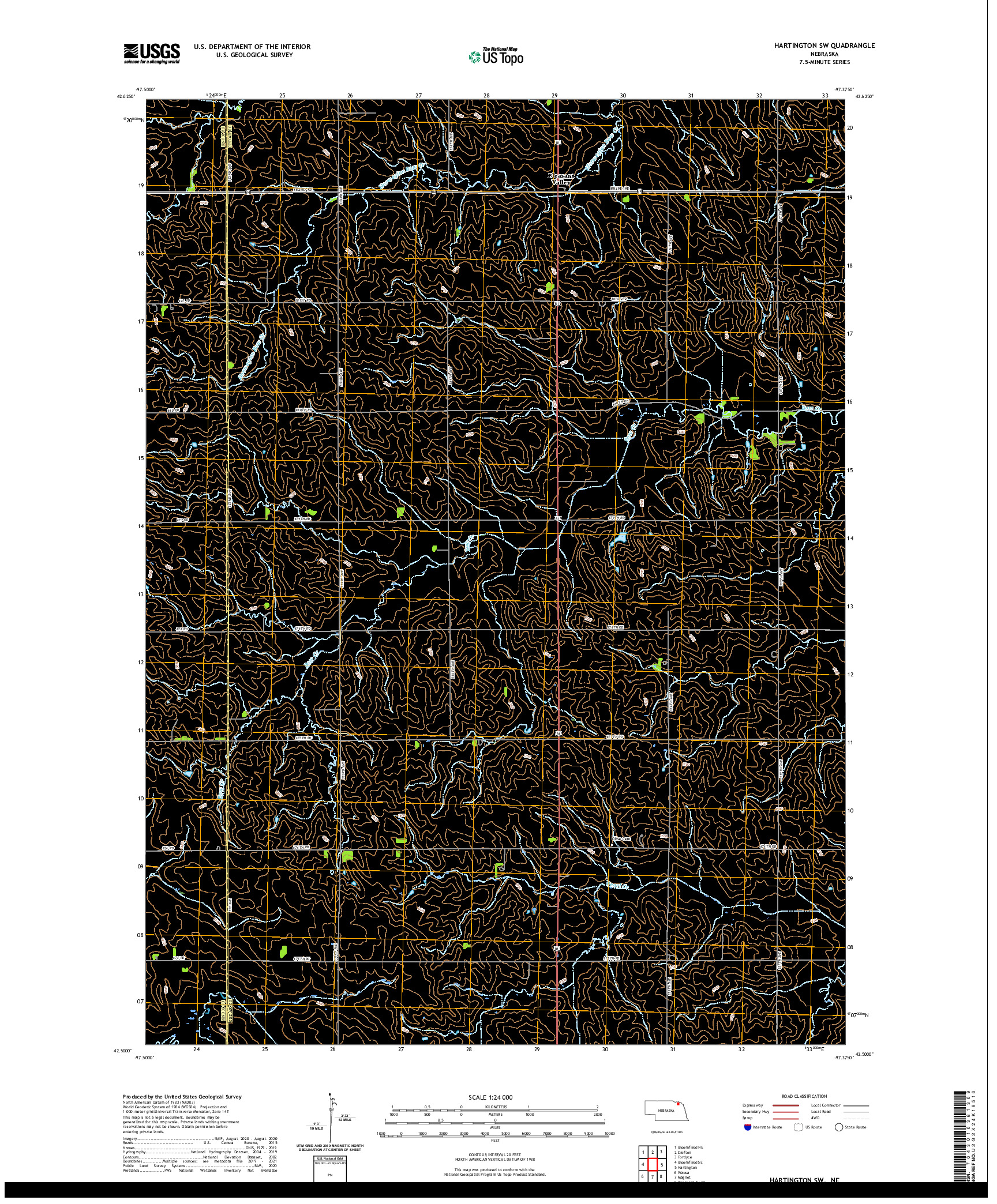 USGS US TOPO 7.5-MINUTE MAP FOR HARTINGTON SW, NE 2021