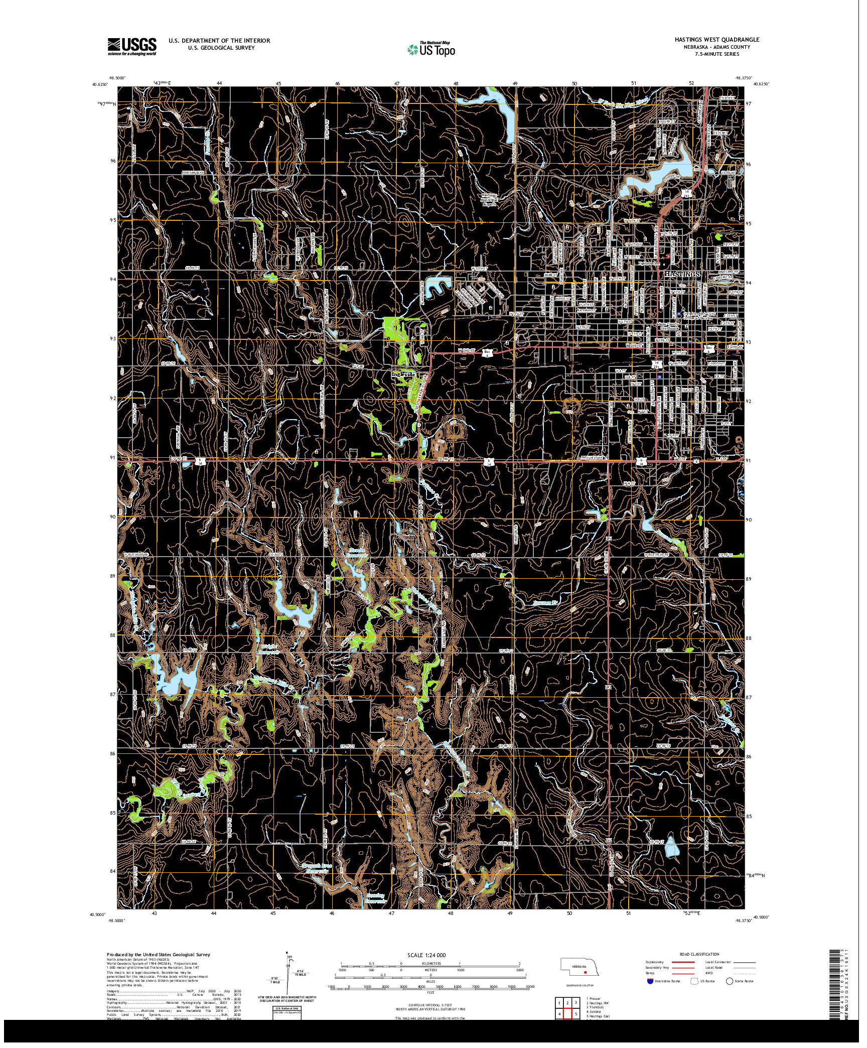 USGS US TOPO 7.5-MINUTE MAP FOR HASTINGS WEST, NE 2021