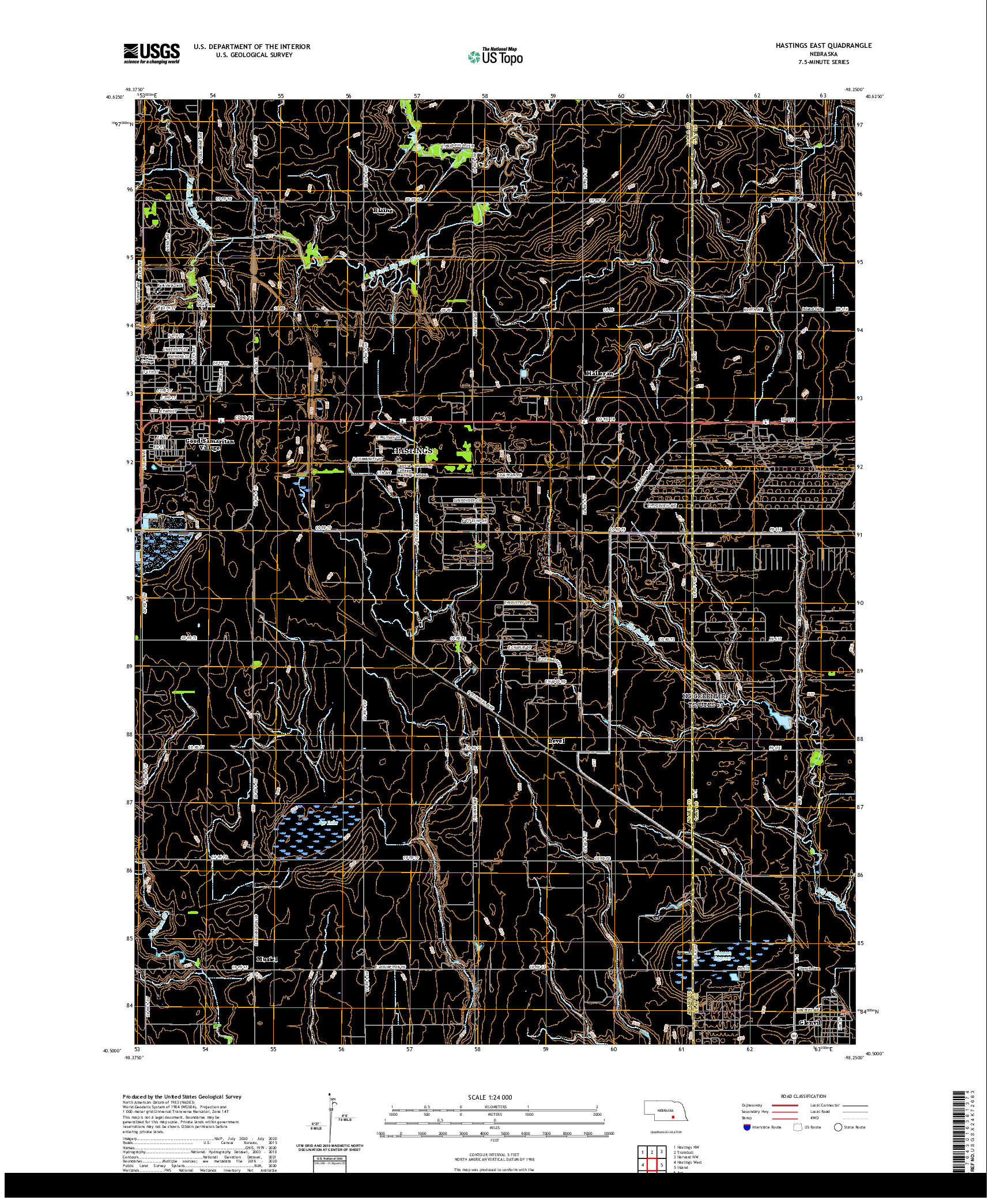 USGS US TOPO 7.5-MINUTE MAP FOR HASTINGS EAST, NE 2021