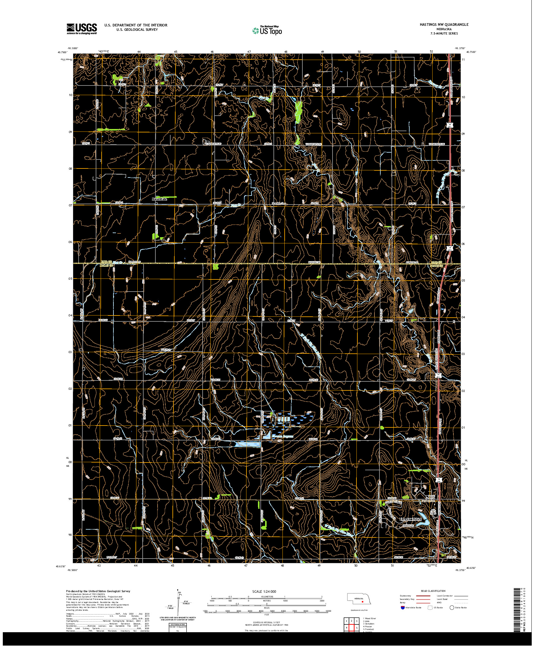 USGS US TOPO 7.5-MINUTE MAP FOR HASTINGS NW, NE 2021