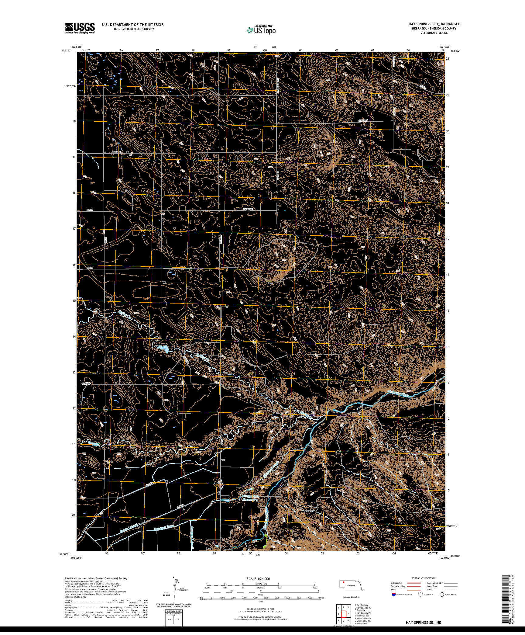 USGS US TOPO 7.5-MINUTE MAP FOR HAY SPRINGS SE, NE 2021