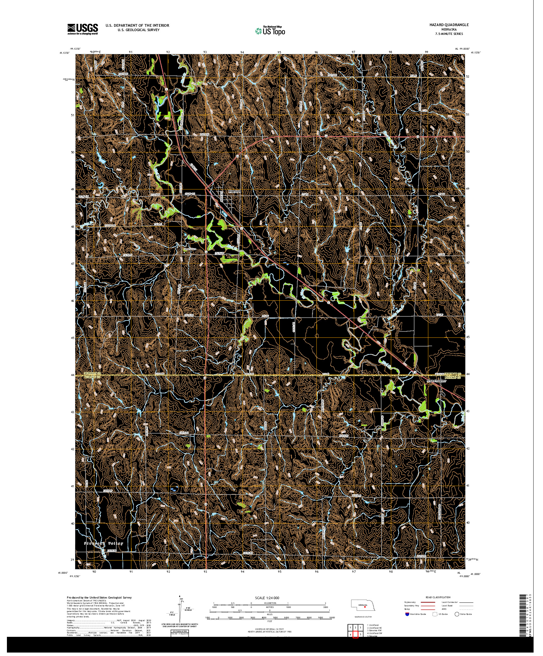 USGS US TOPO 7.5-MINUTE MAP FOR HAZARD, NE 2021