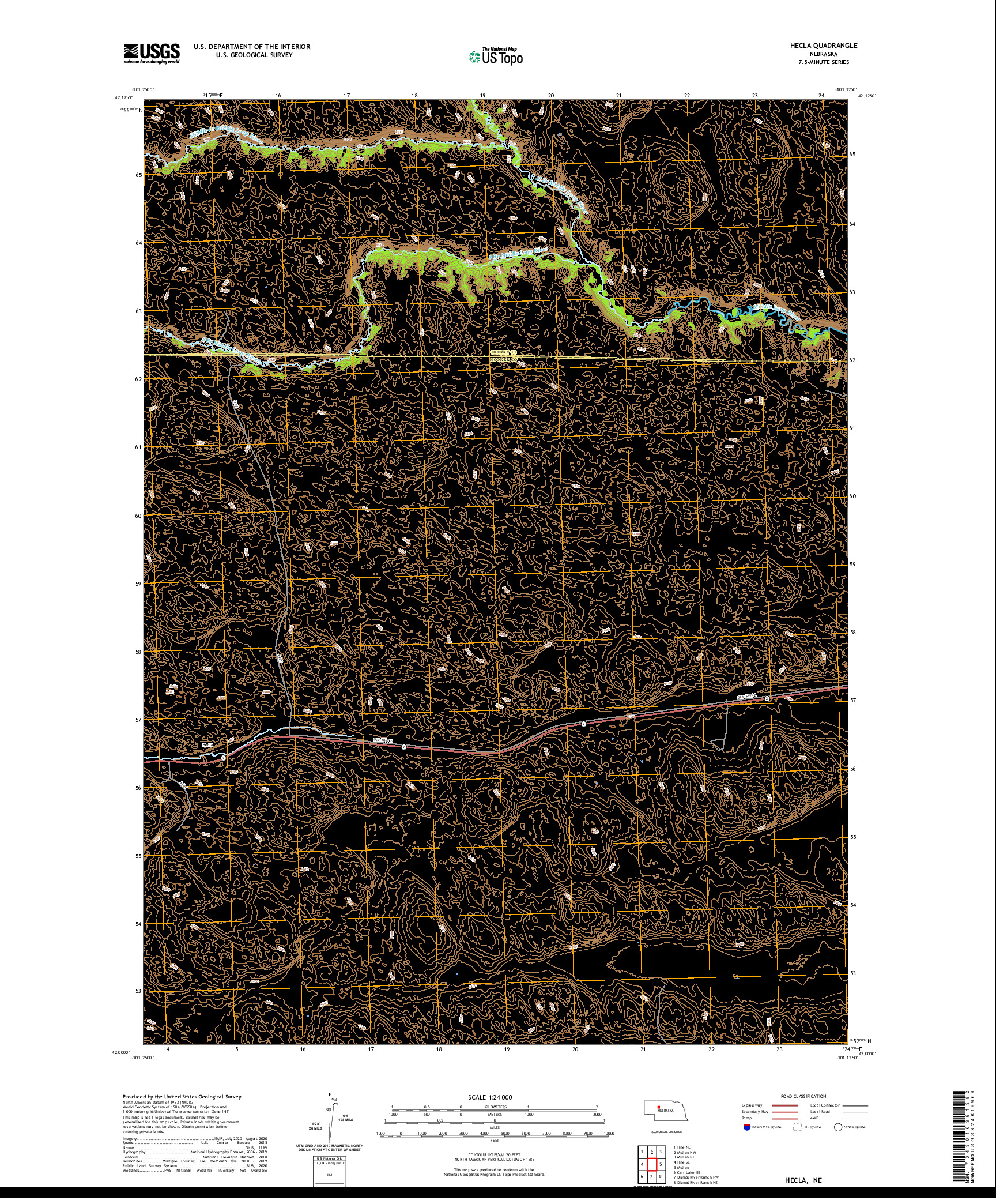 USGS US TOPO 7.5-MINUTE MAP FOR HECLA, NE 2021