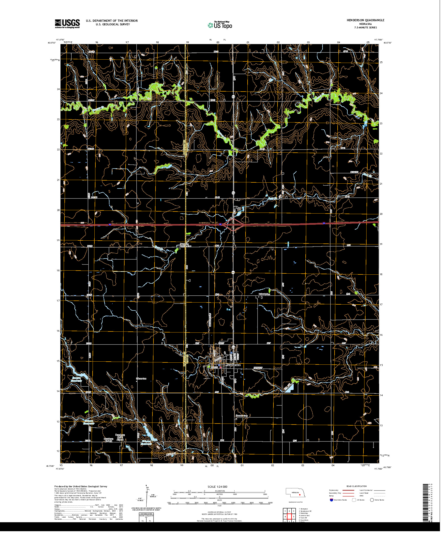 USGS US TOPO 7.5-MINUTE MAP FOR HENDERSON, NE 2021