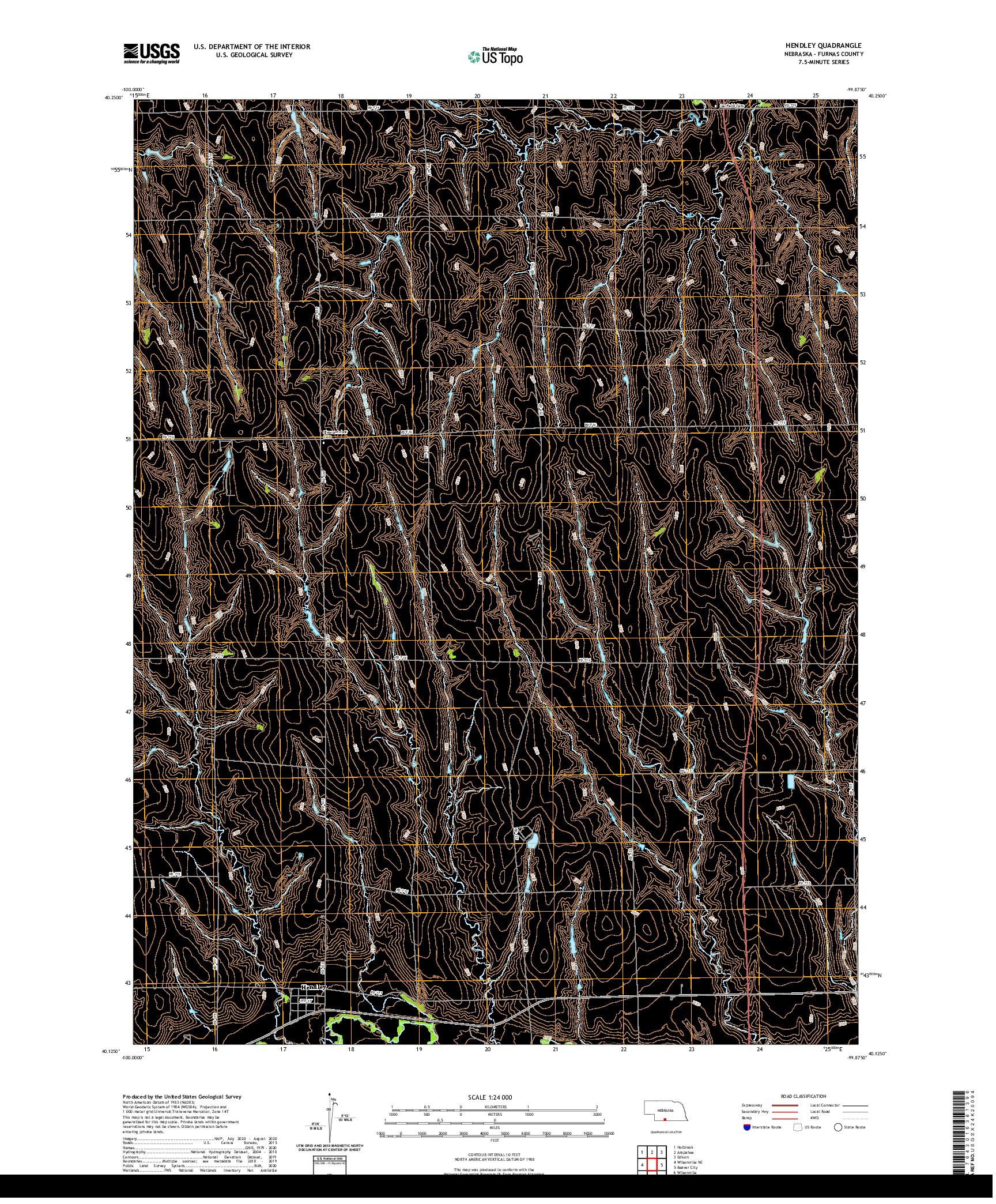 USGS US TOPO 7.5-MINUTE MAP FOR HENDLEY, NE 2021