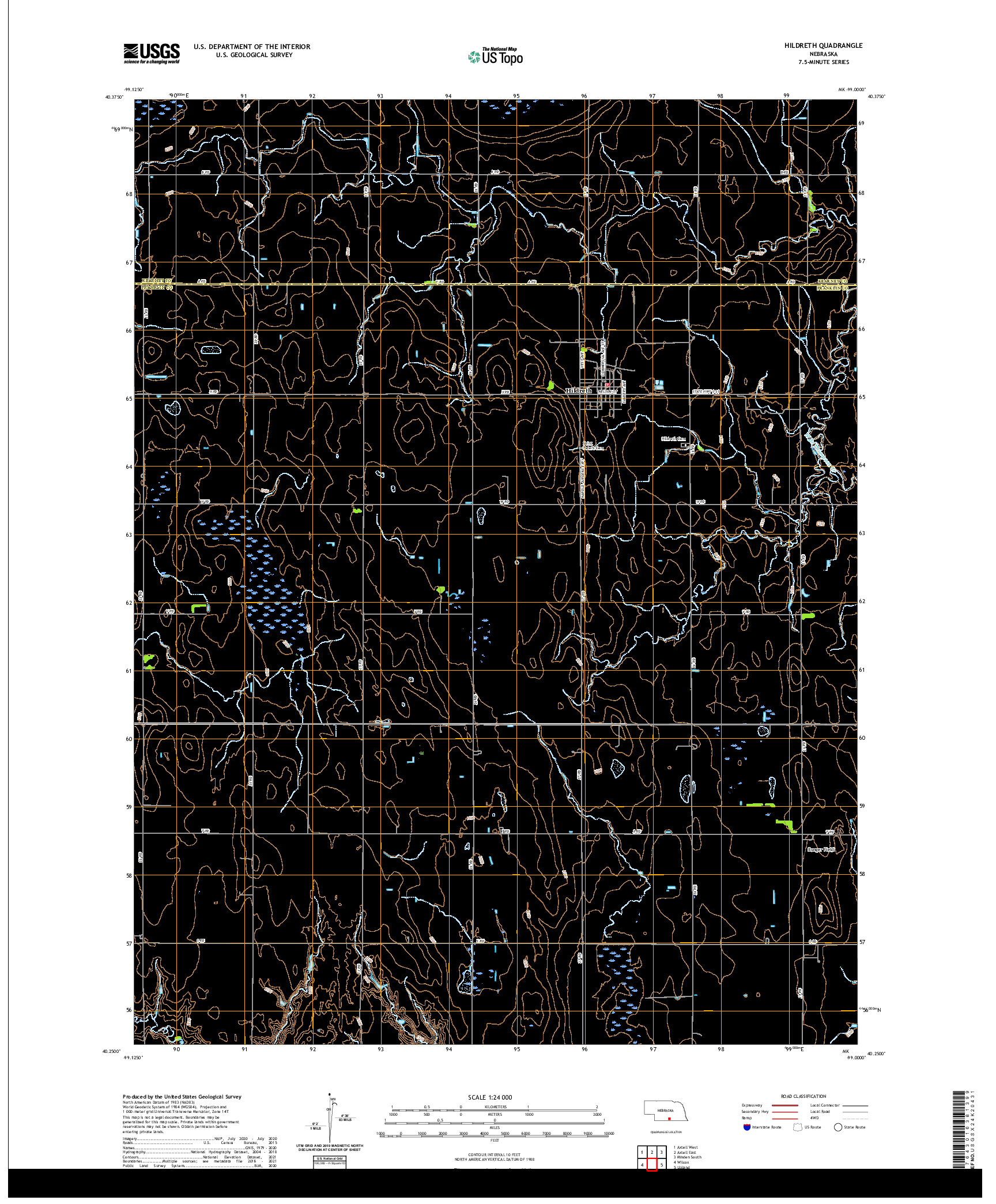 USGS US TOPO 7.5-MINUTE MAP FOR HILDRETH, NE 2021