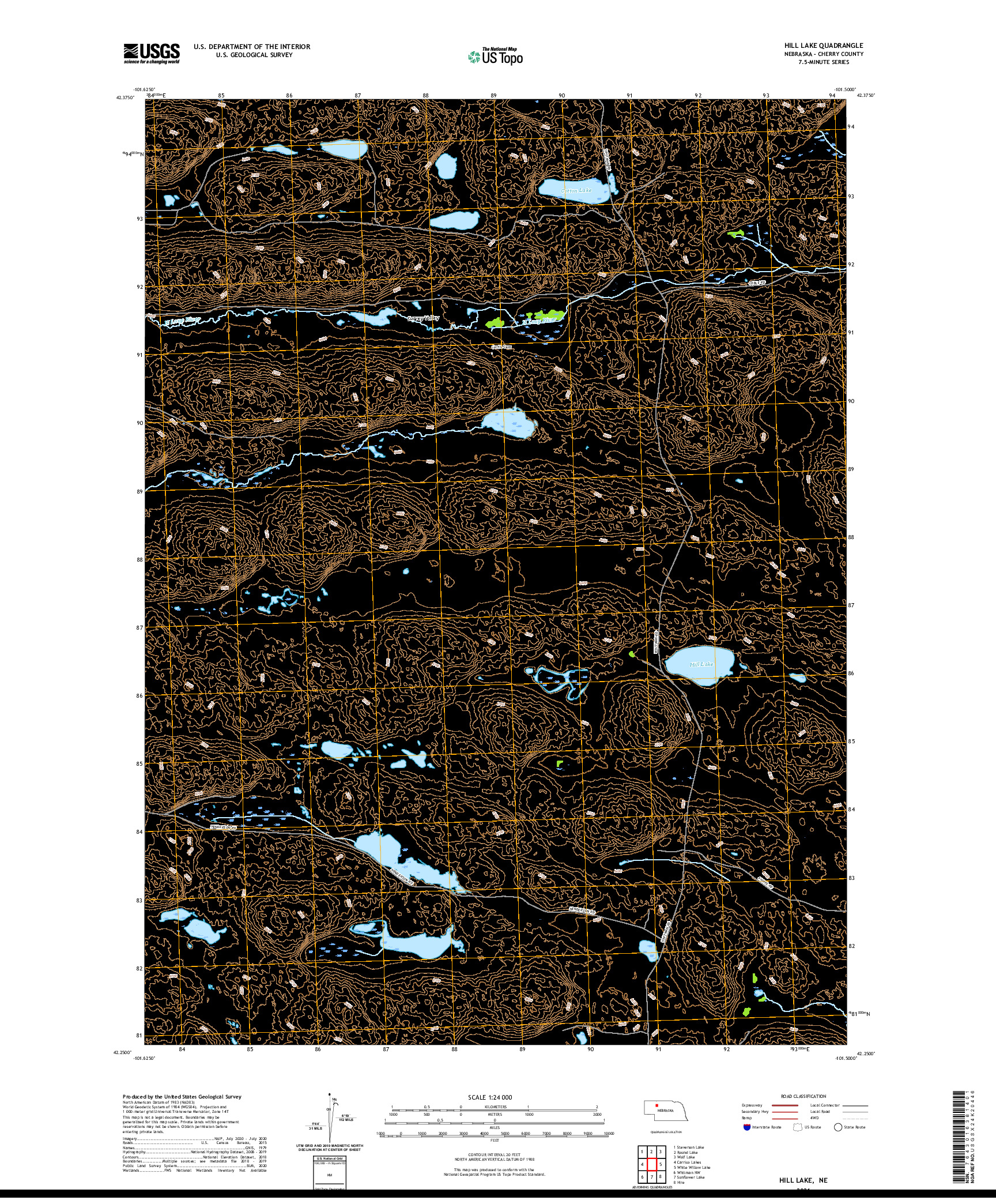 USGS US TOPO 7.5-MINUTE MAP FOR HILL LAKE, NE 2021