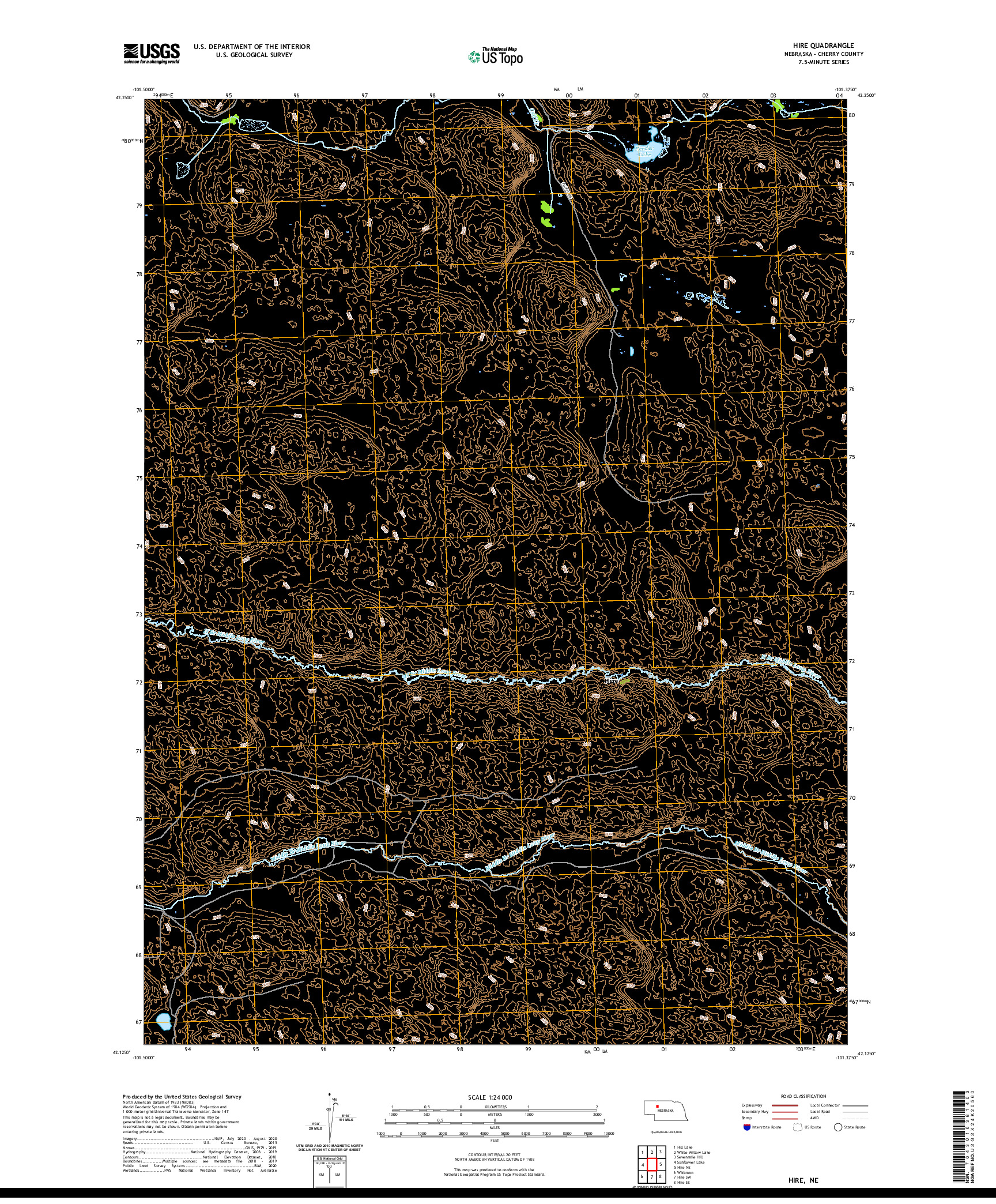 USGS US TOPO 7.5-MINUTE MAP FOR HIRE, NE 2021