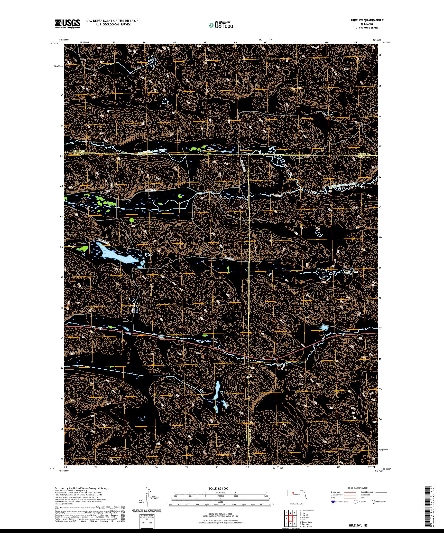 USGS US TOPO 7.5-MINUTE MAP FOR HIRE SW, NE 2021