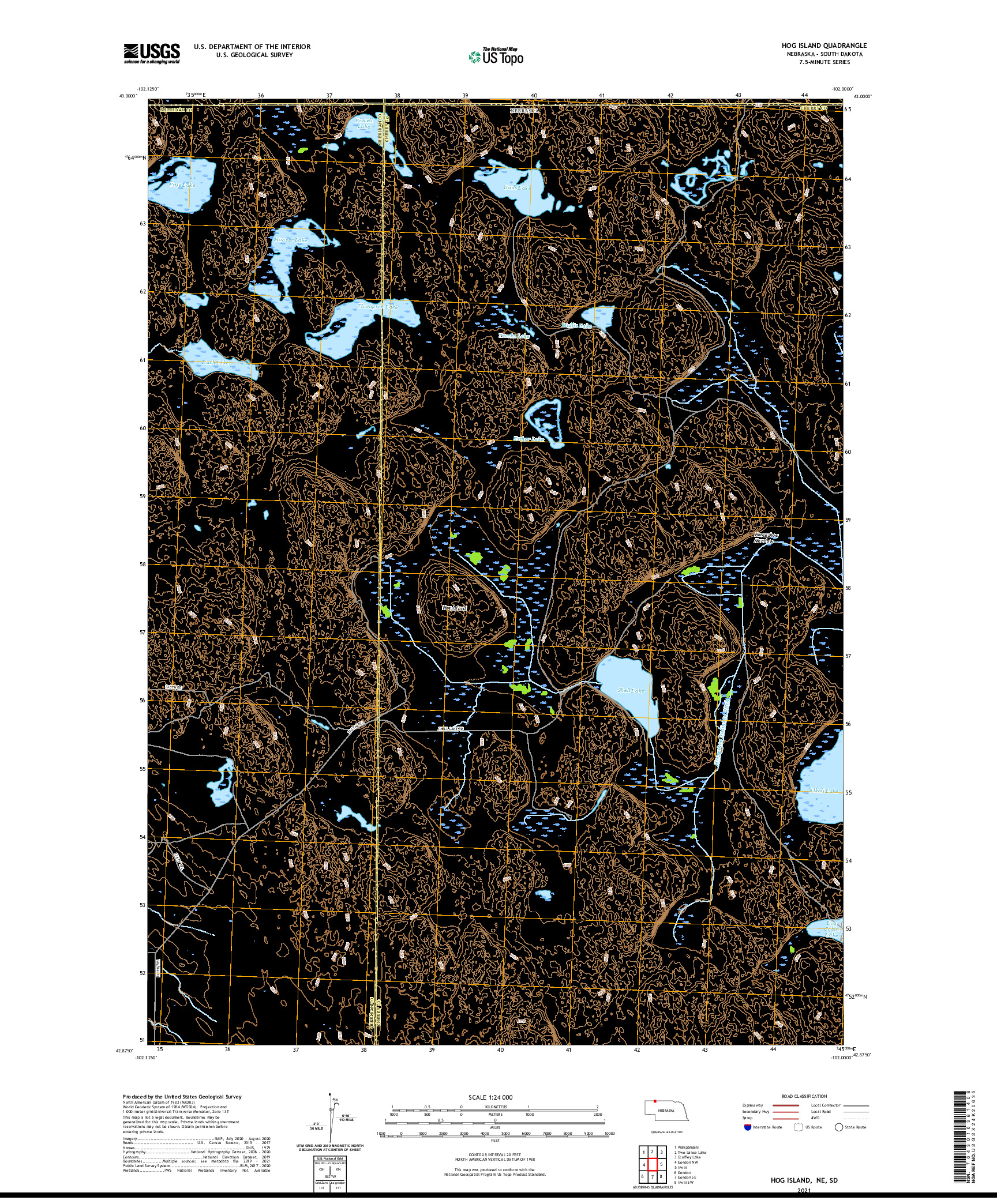 USGS US TOPO 7.5-MINUTE MAP FOR HOG ISLAND, NE,SD 2021