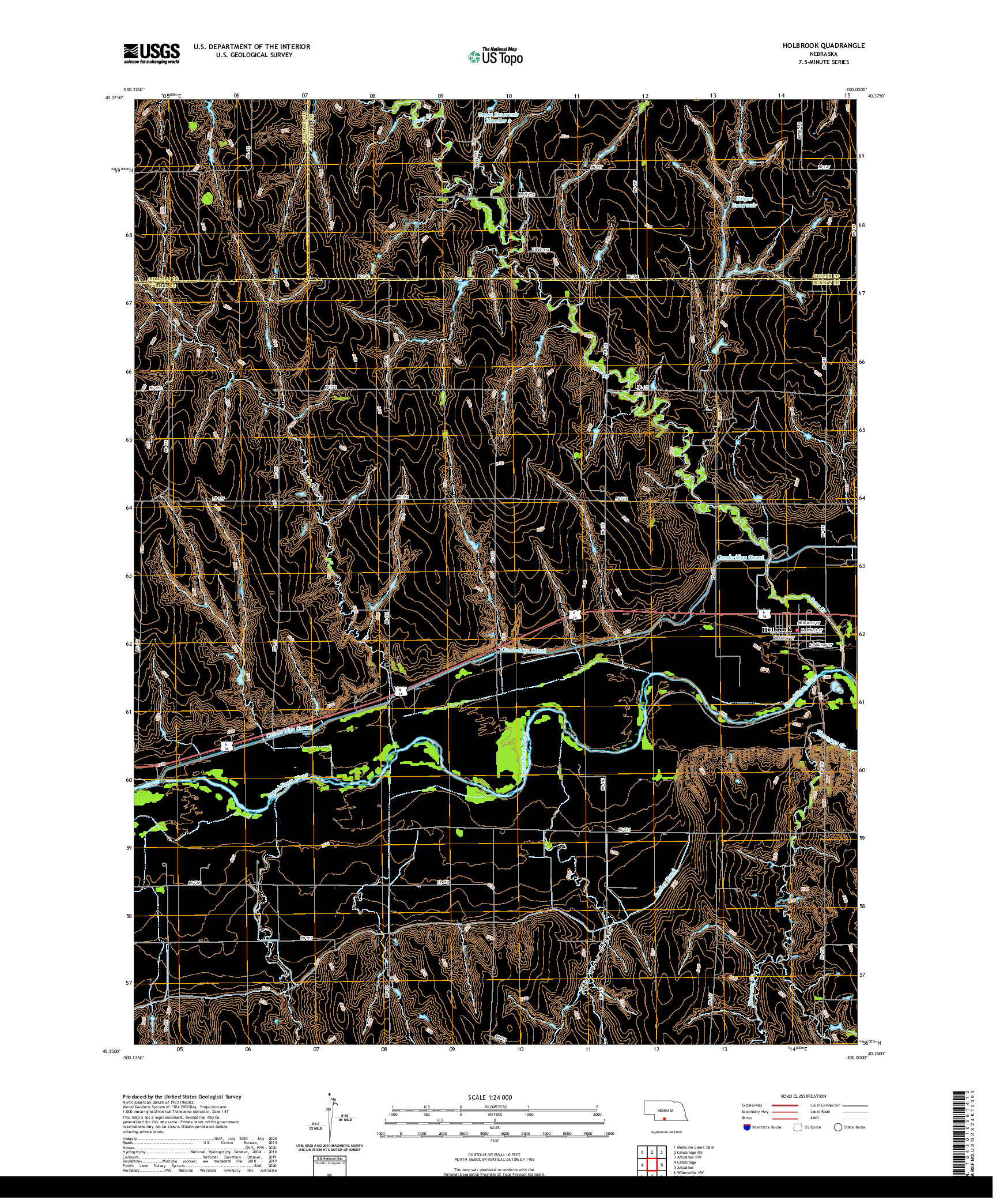 USGS US TOPO 7.5-MINUTE MAP FOR HOLBROOK, NE 2021