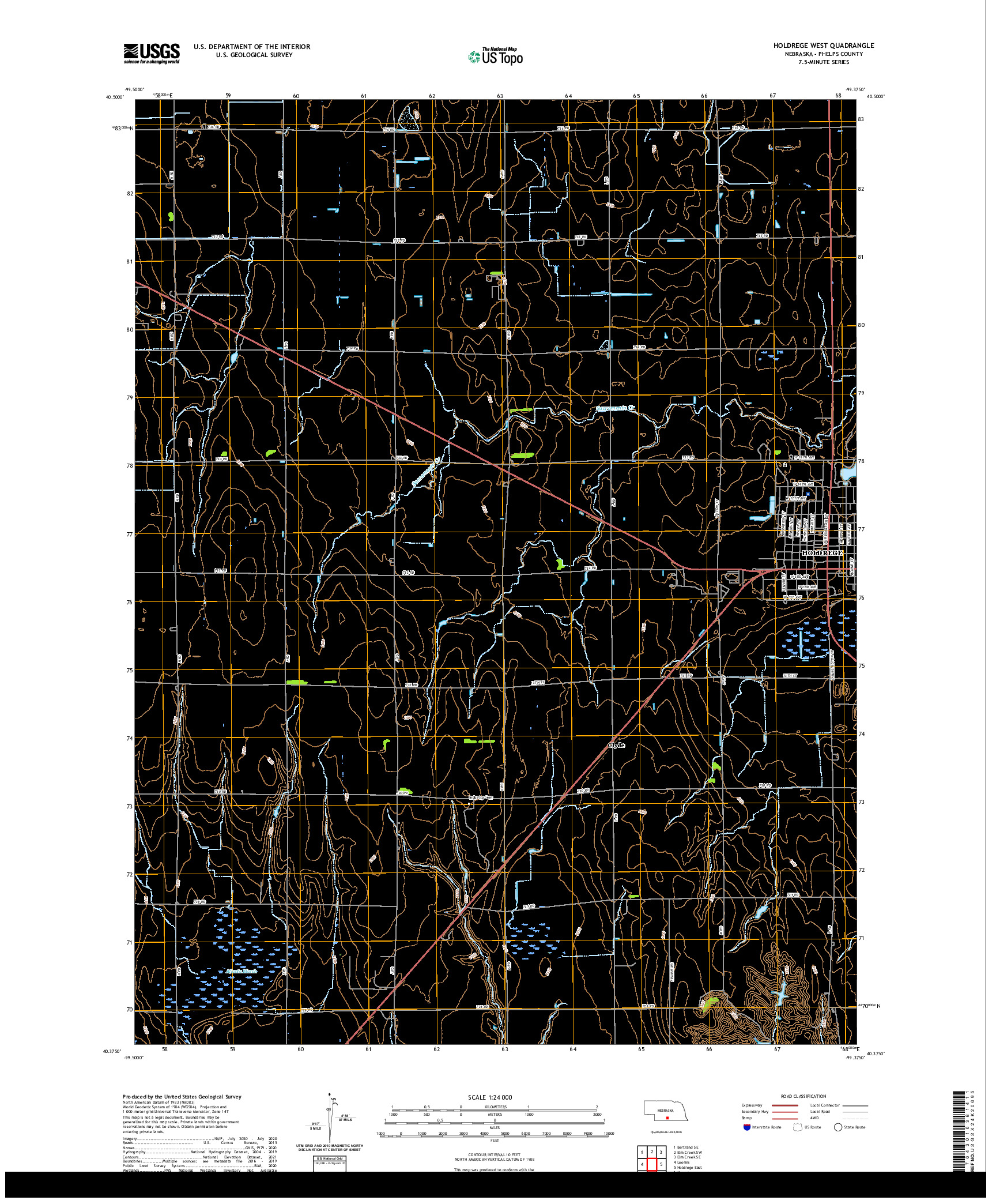 USGS US TOPO 7.5-MINUTE MAP FOR HOLDREGE WEST, NE 2021