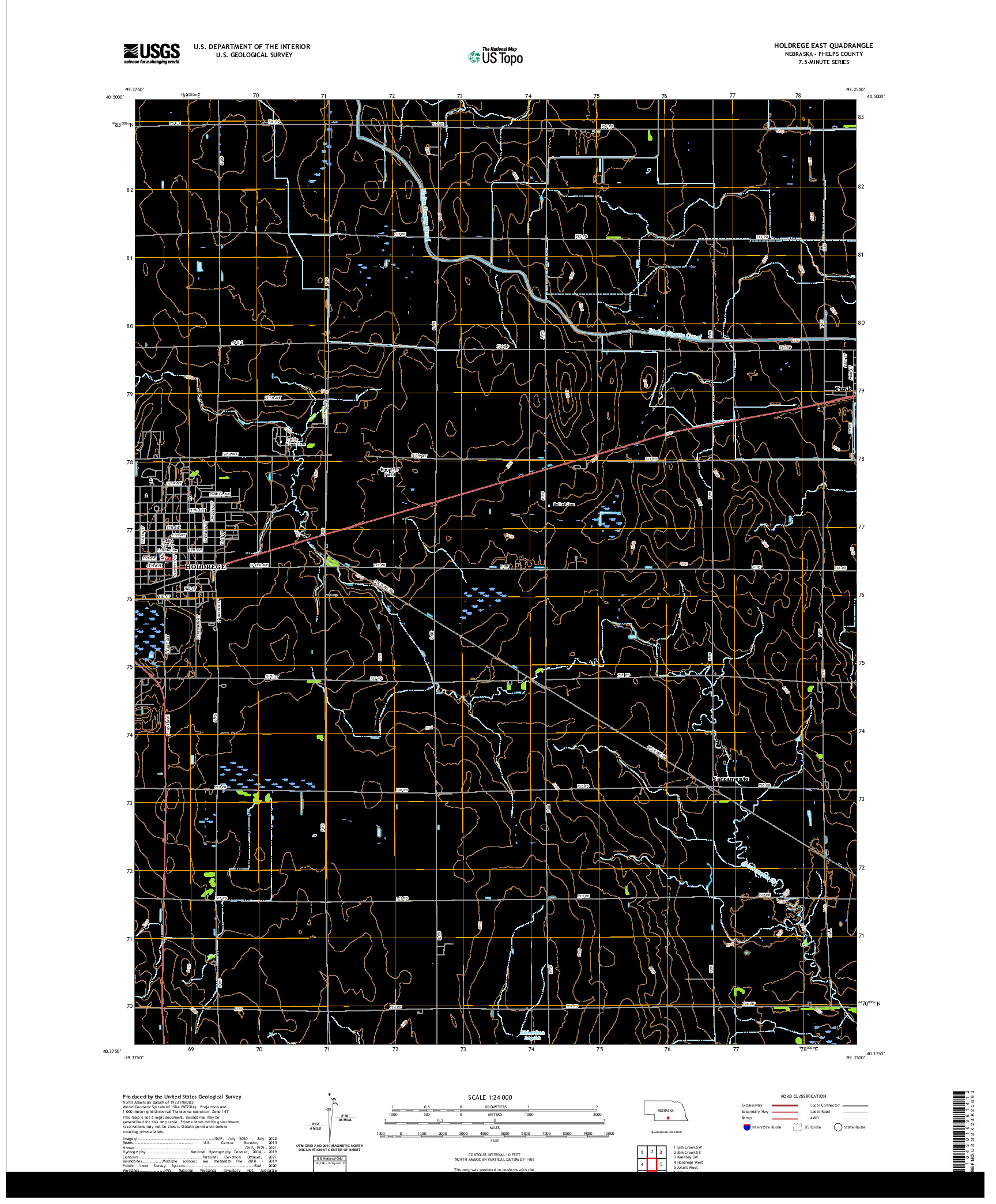USGS US TOPO 7.5-MINUTE MAP FOR HOLDREGE EAST, NE 2021