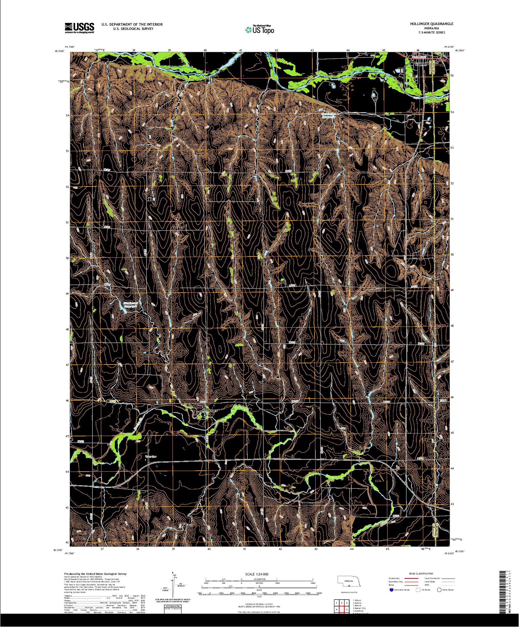 USGS US TOPO 7.5-MINUTE MAP FOR HOLLINGER, NE 2021