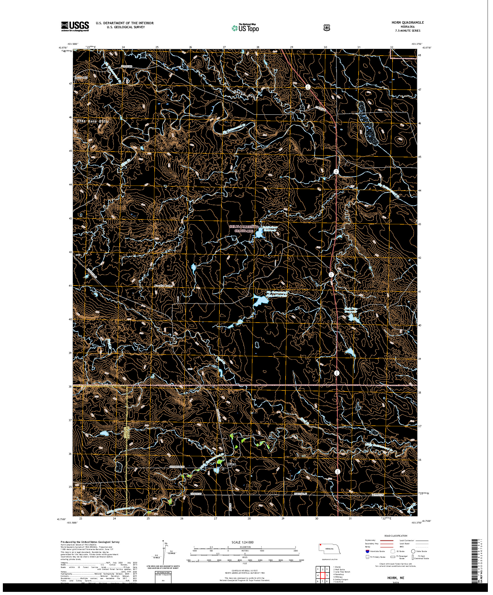 USGS US TOPO 7.5-MINUTE MAP FOR HORN, NE 2021