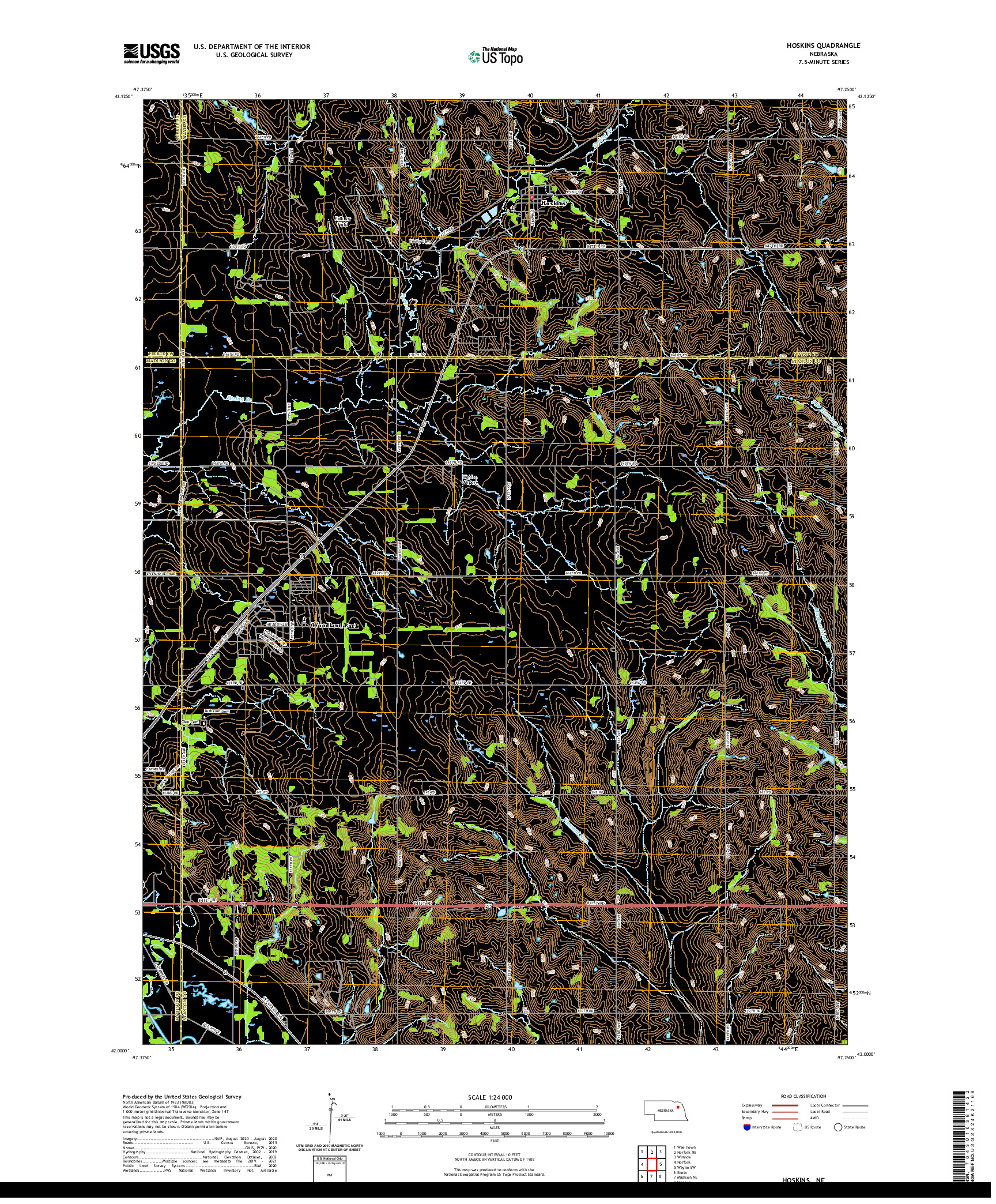 USGS US TOPO 7.5-MINUTE MAP FOR HOSKINS, NE 2021